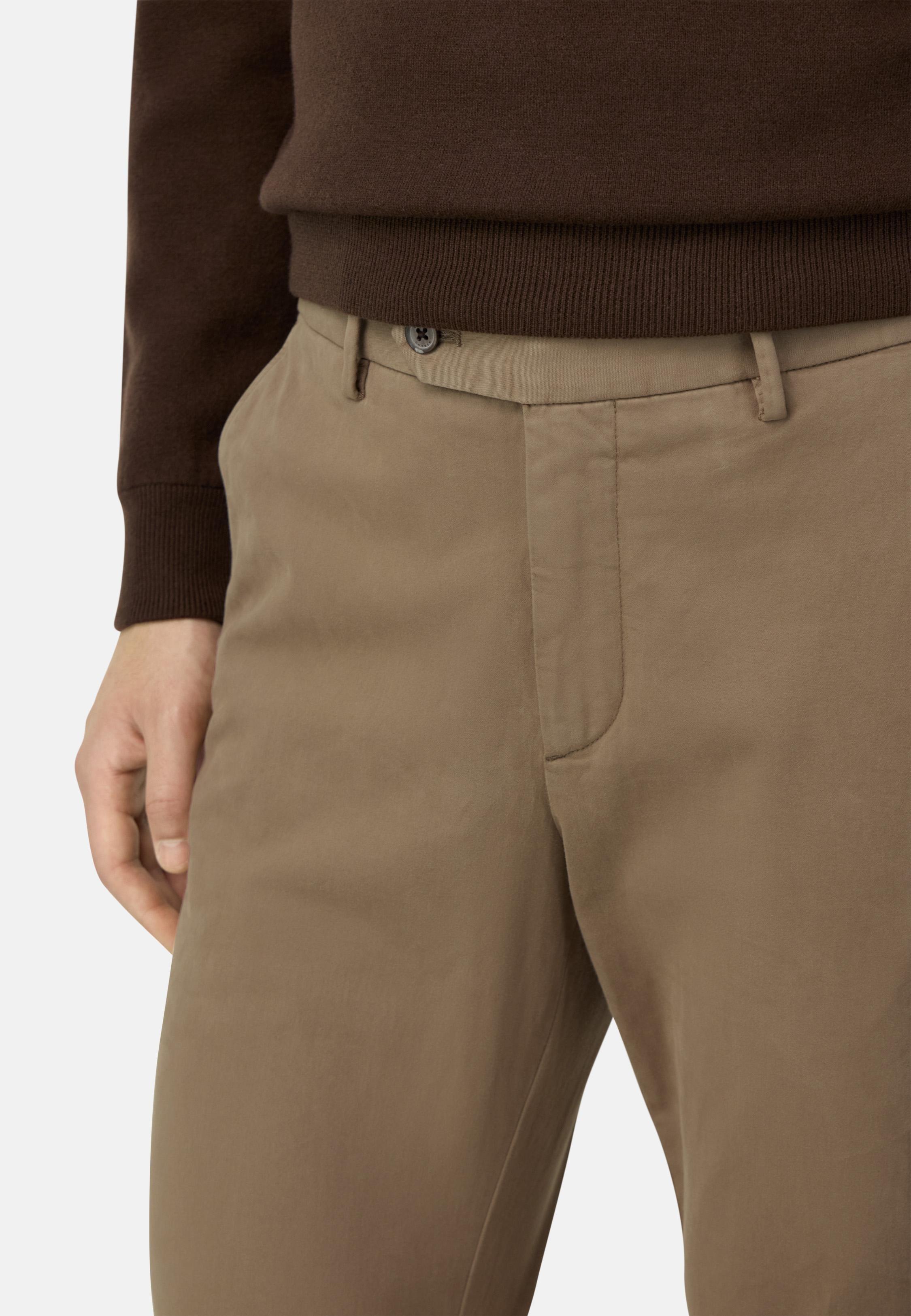 Stretch Cotton Trousers Brown, Taupe, large image number 6