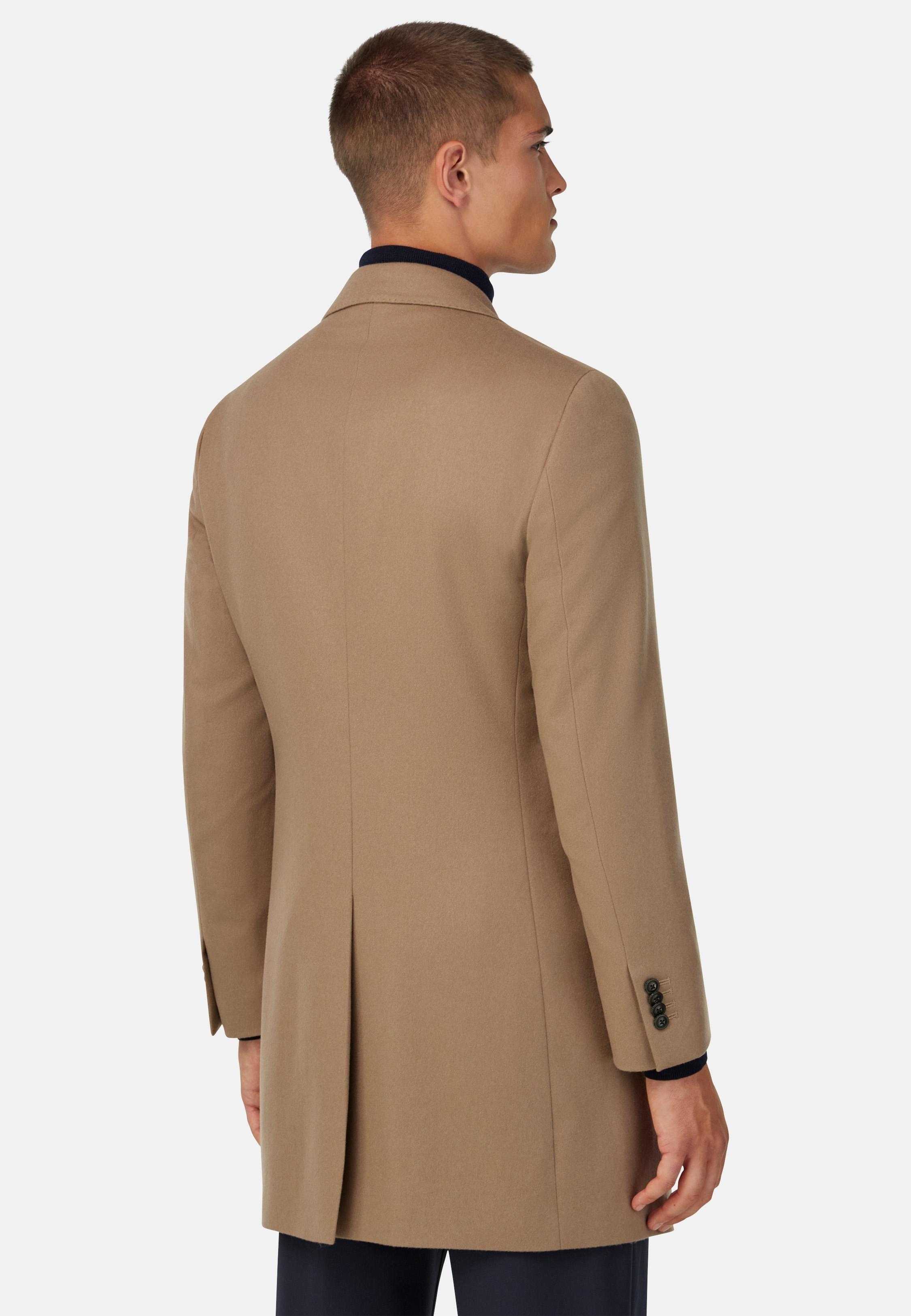 Single-breasted coat in pure cashmere. Beige, Beige, medium