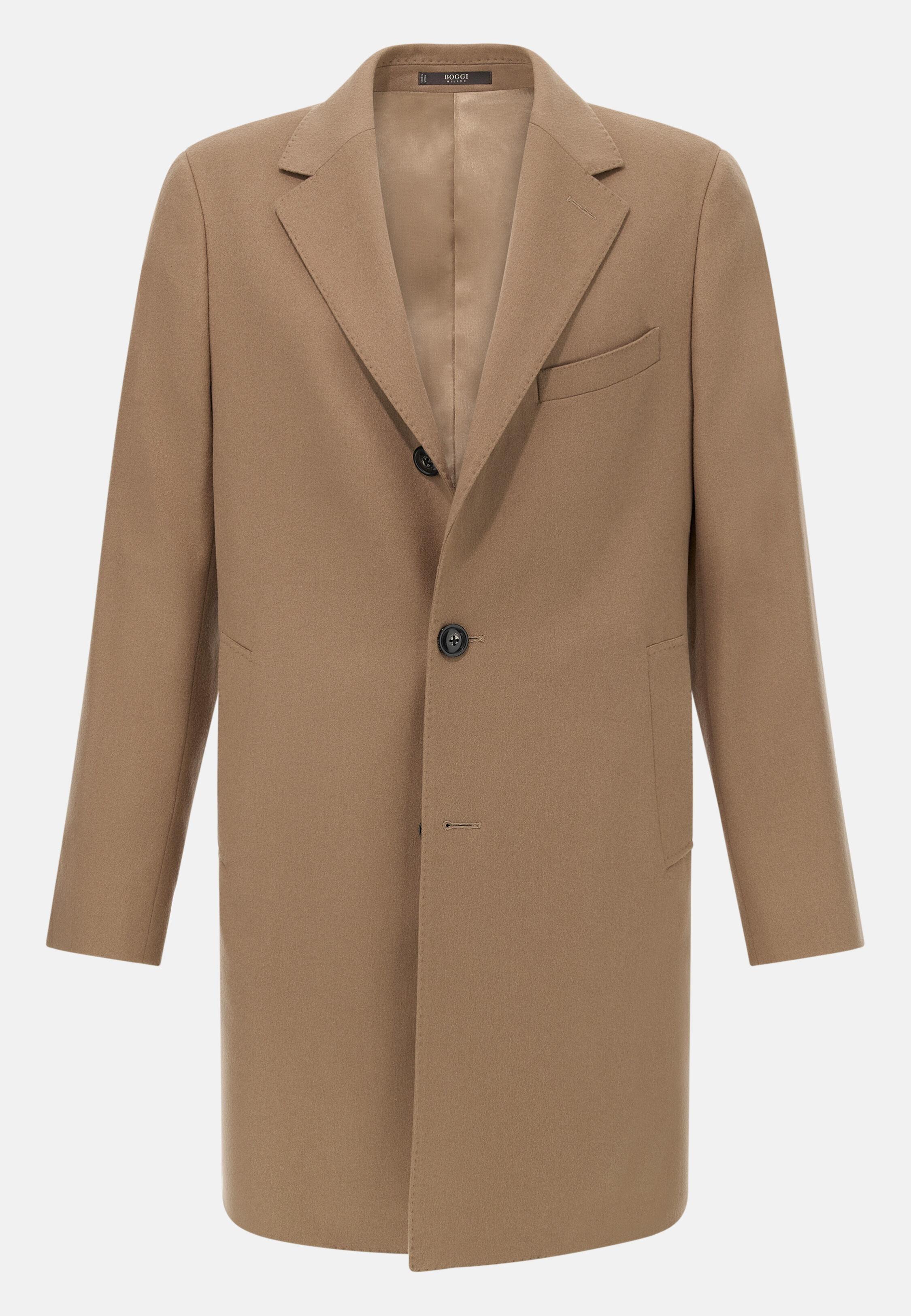 Single-breasted coat in pure cashmere. Beige, Beige, large image number 4