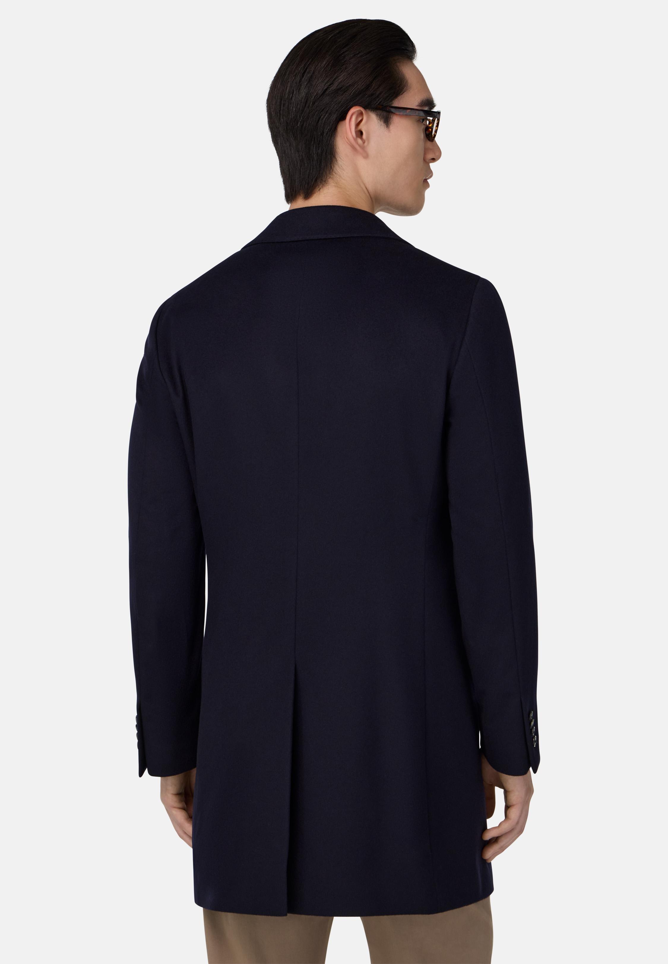 BLUE Single-breasted coat in pure cashmere., , large image number 1