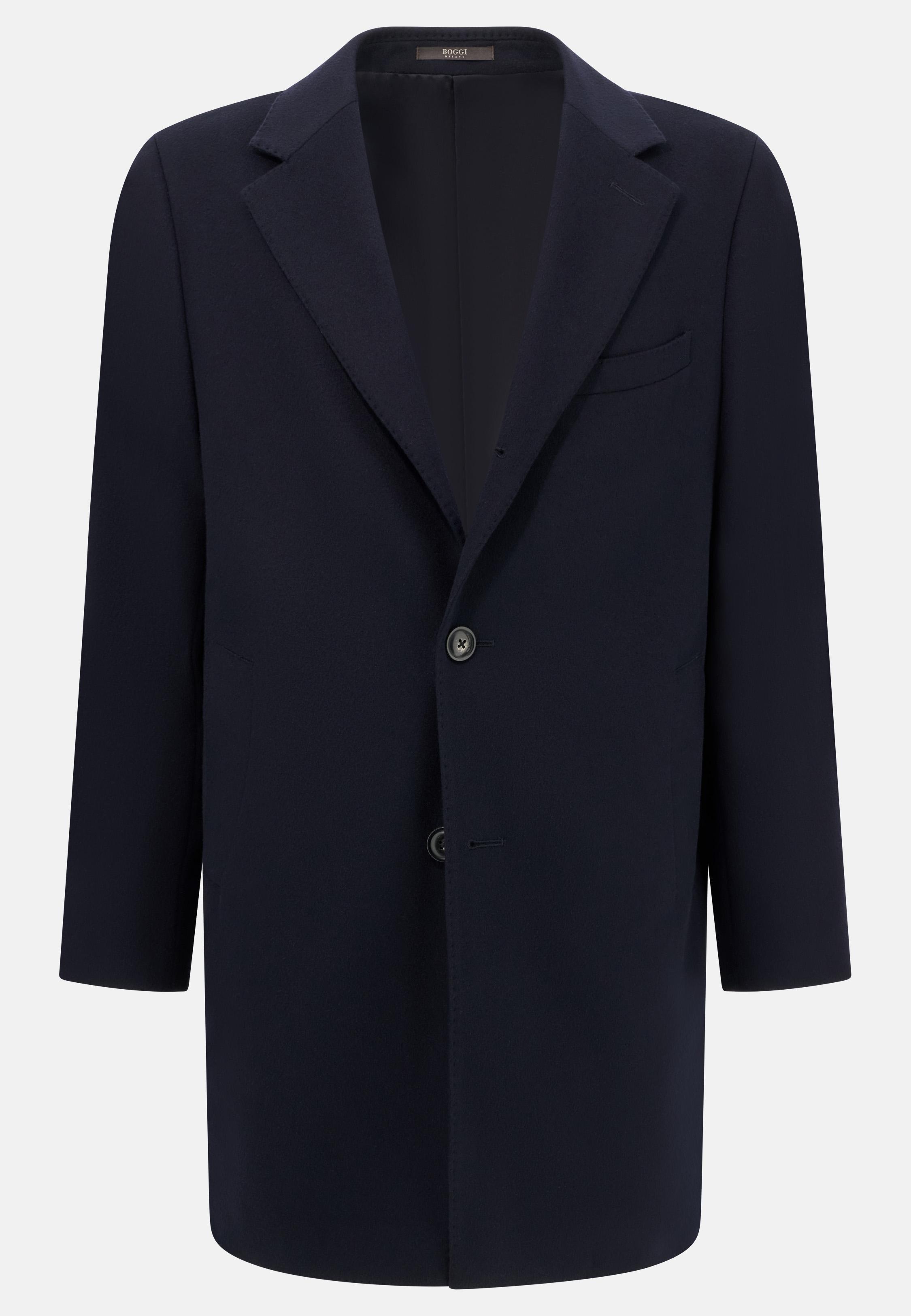 BLUE Single-breasted coat in pure cashmere., , large image number 3