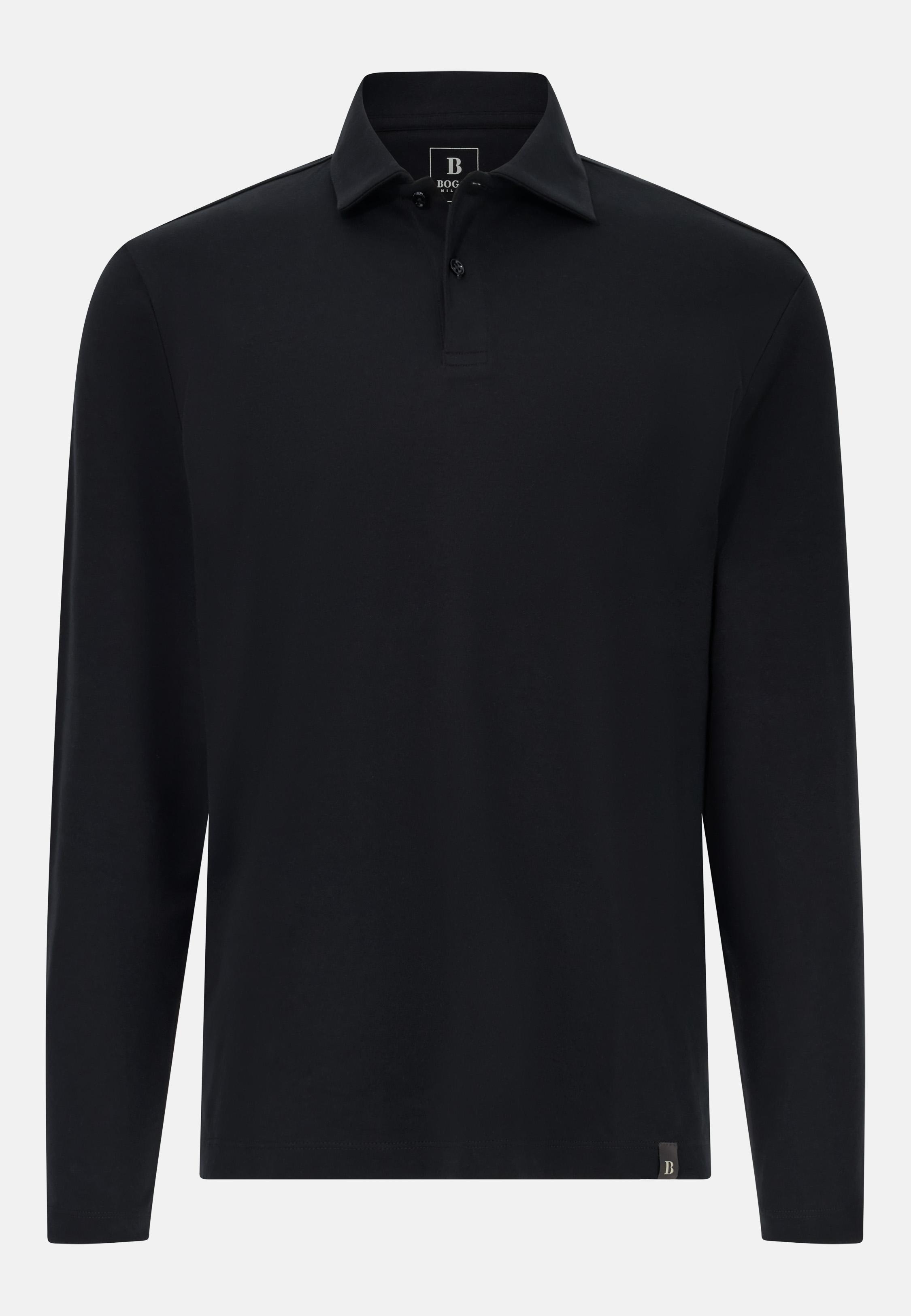 Pima Cotton Interlock Polo Shirt Black, Black, large image number 2