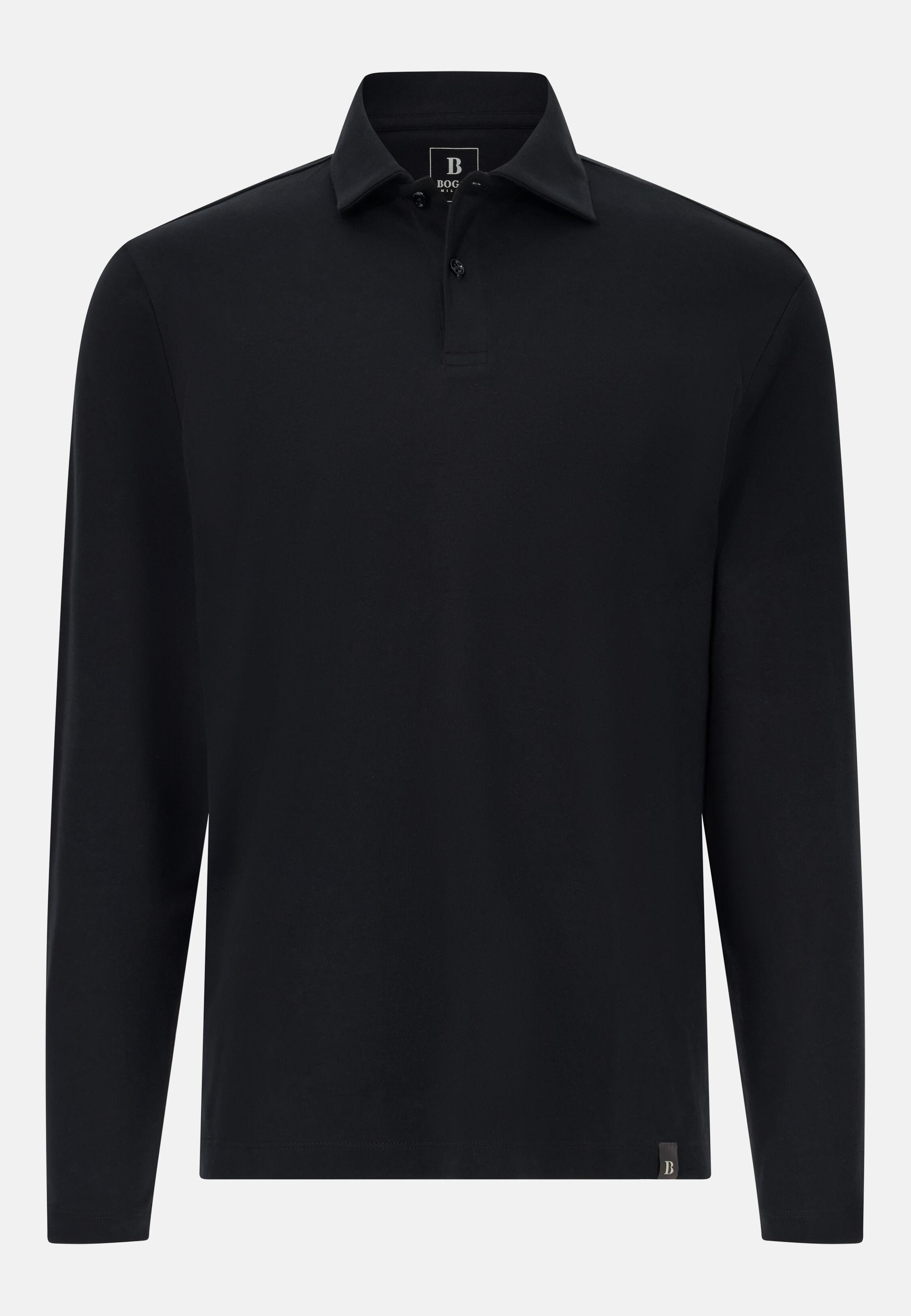 Pima Cotton Interlock Polo Shirt Black, Black, large image number 5