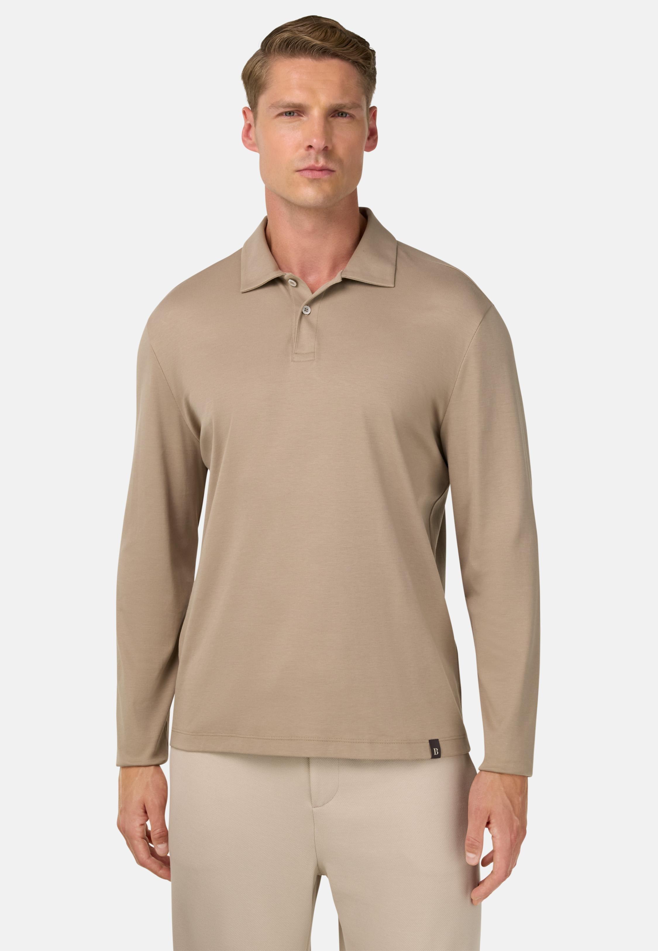 BROWN Pima Cotton Polo Shirt, Taupe, medium