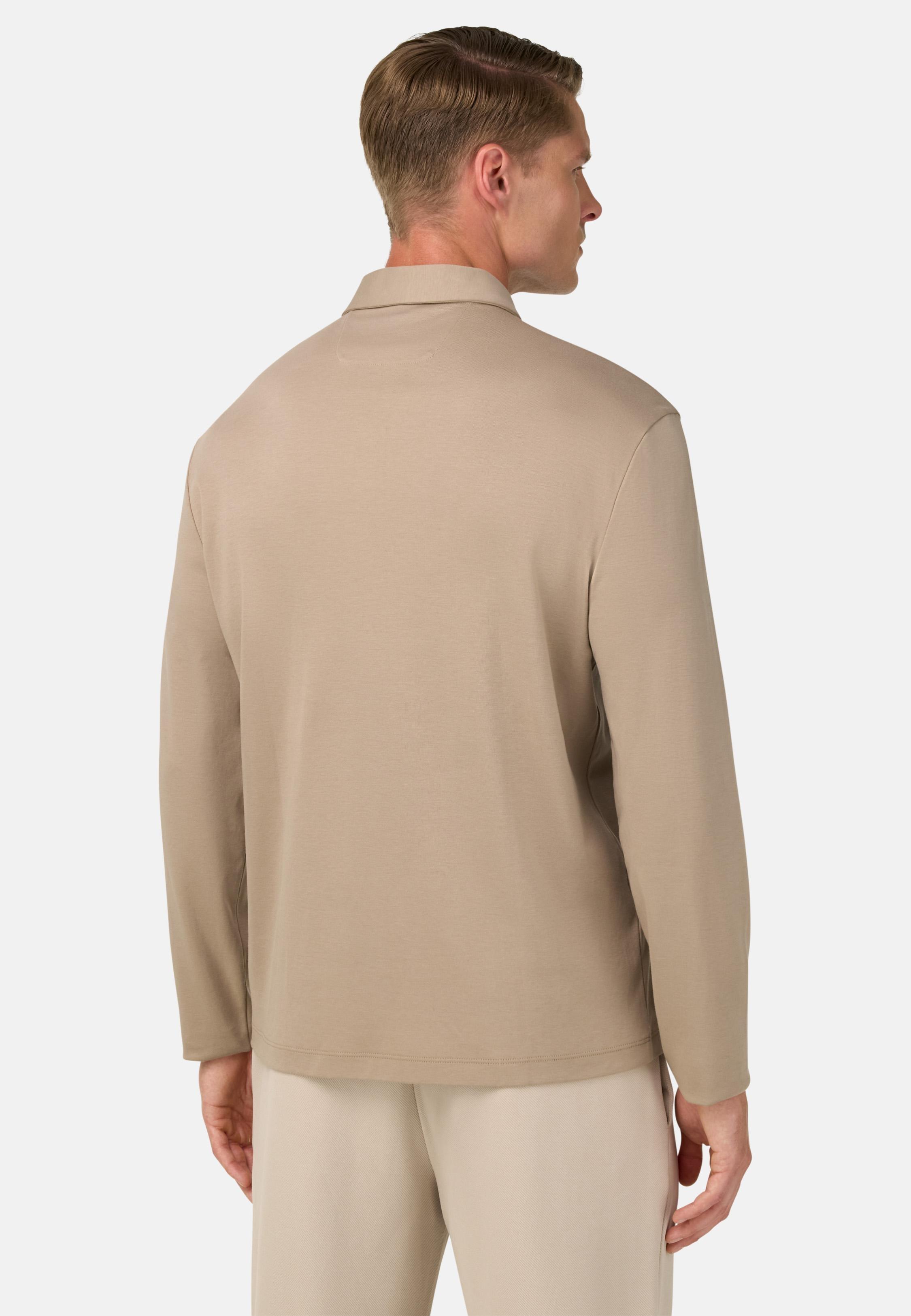 BROWN Pima Cotton Polo Shirt, Taupe, large image number 1