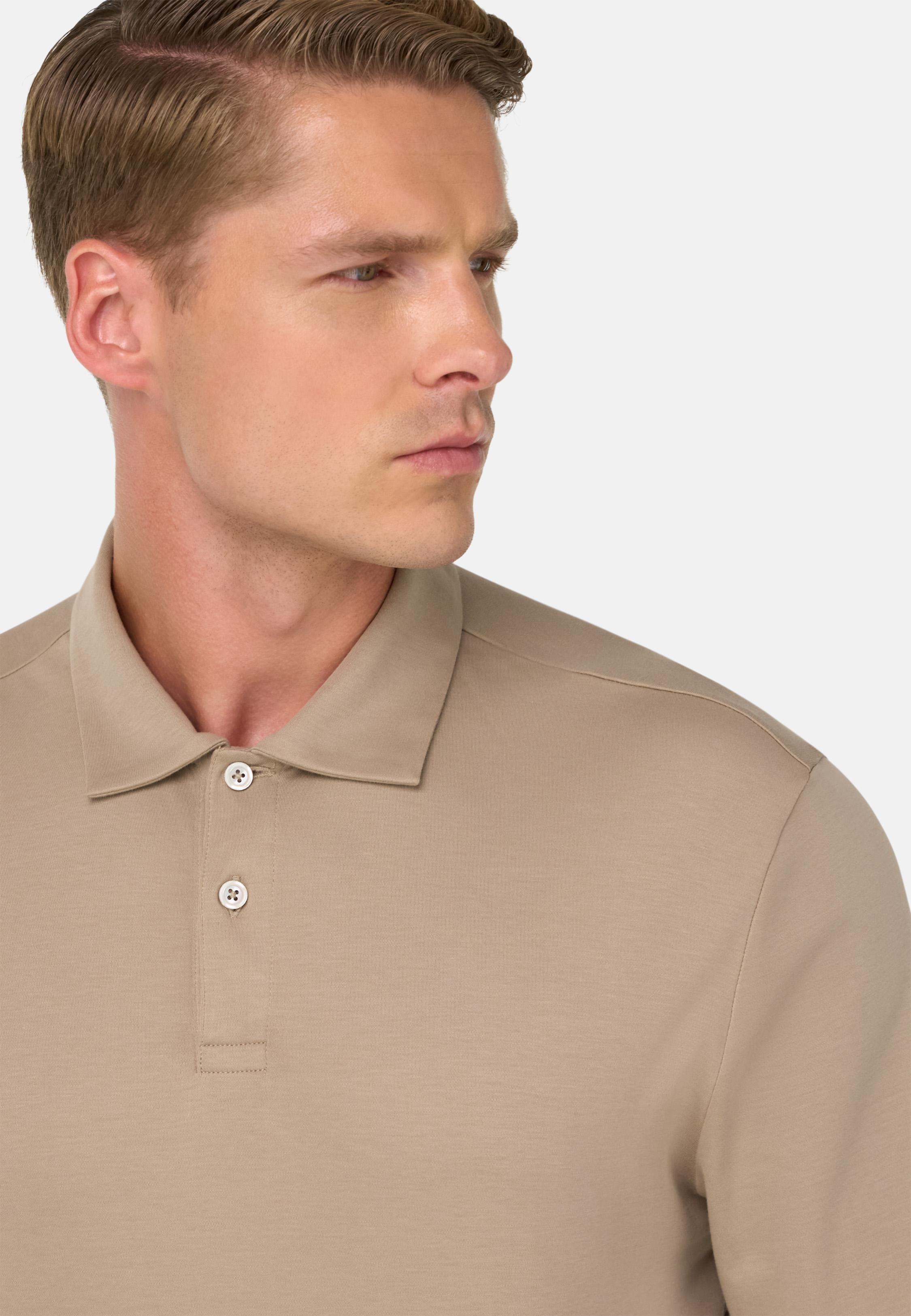 BROWN Pima Cotton Polo Shirt, Taupe, large image number 2