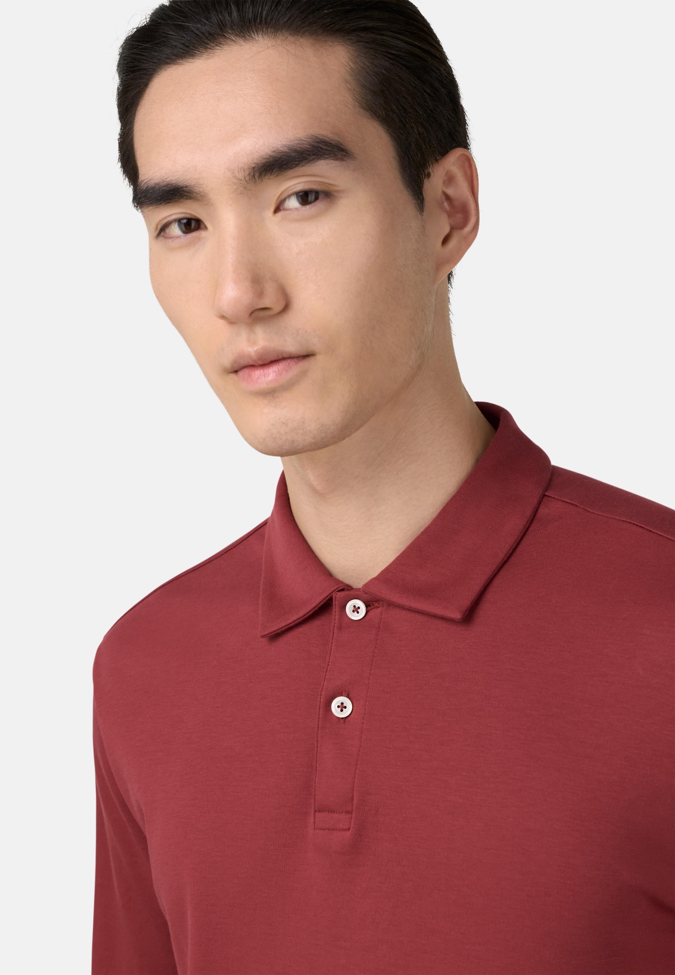 RED Pima Cotton Polo Shirt, Burgundy, large image number 3