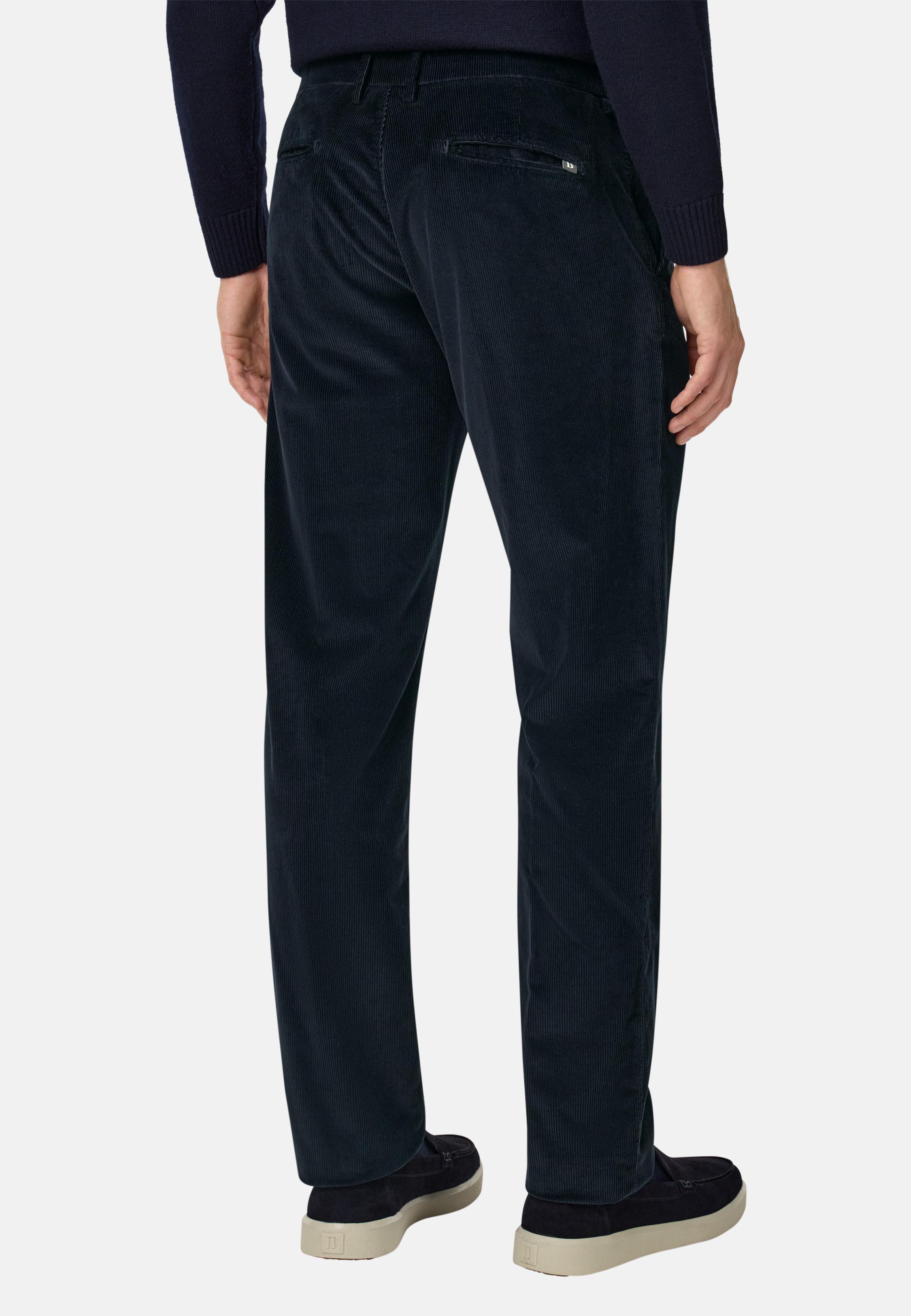 BLUE Trousers in Stretch Velvet, Navy blue, large image number 2