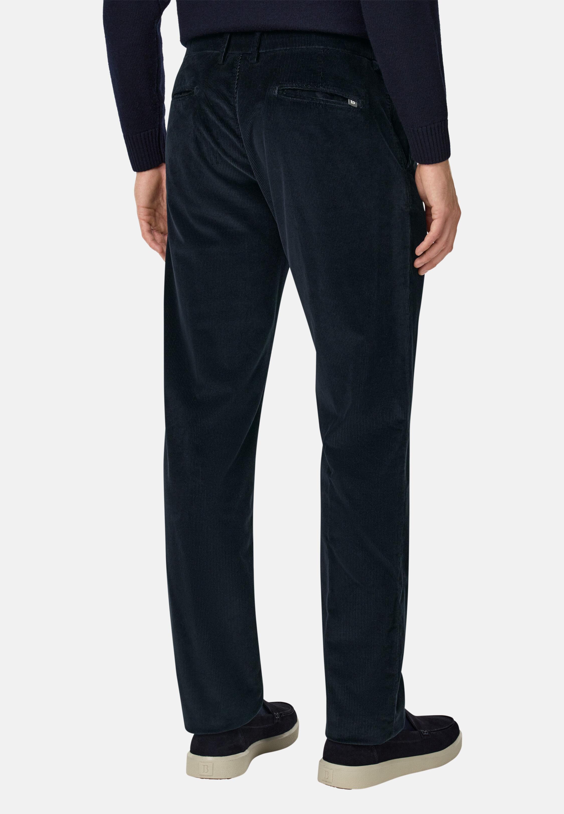 NAVY Trousers in Stretch Velvet, Navy blue, large image number 2