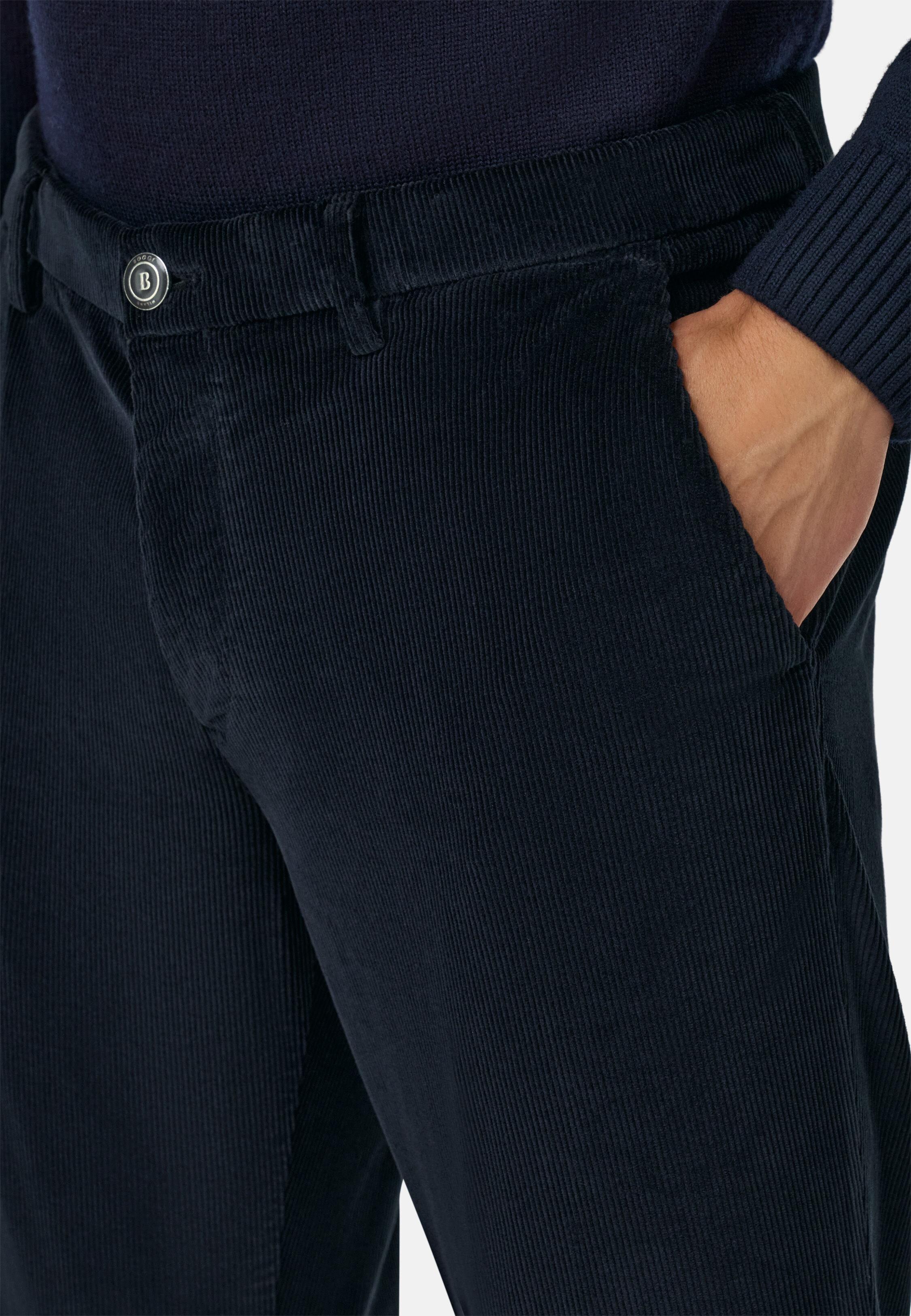 NAVY Trousers in Stretch Velvet, Navy blue, large image number 3