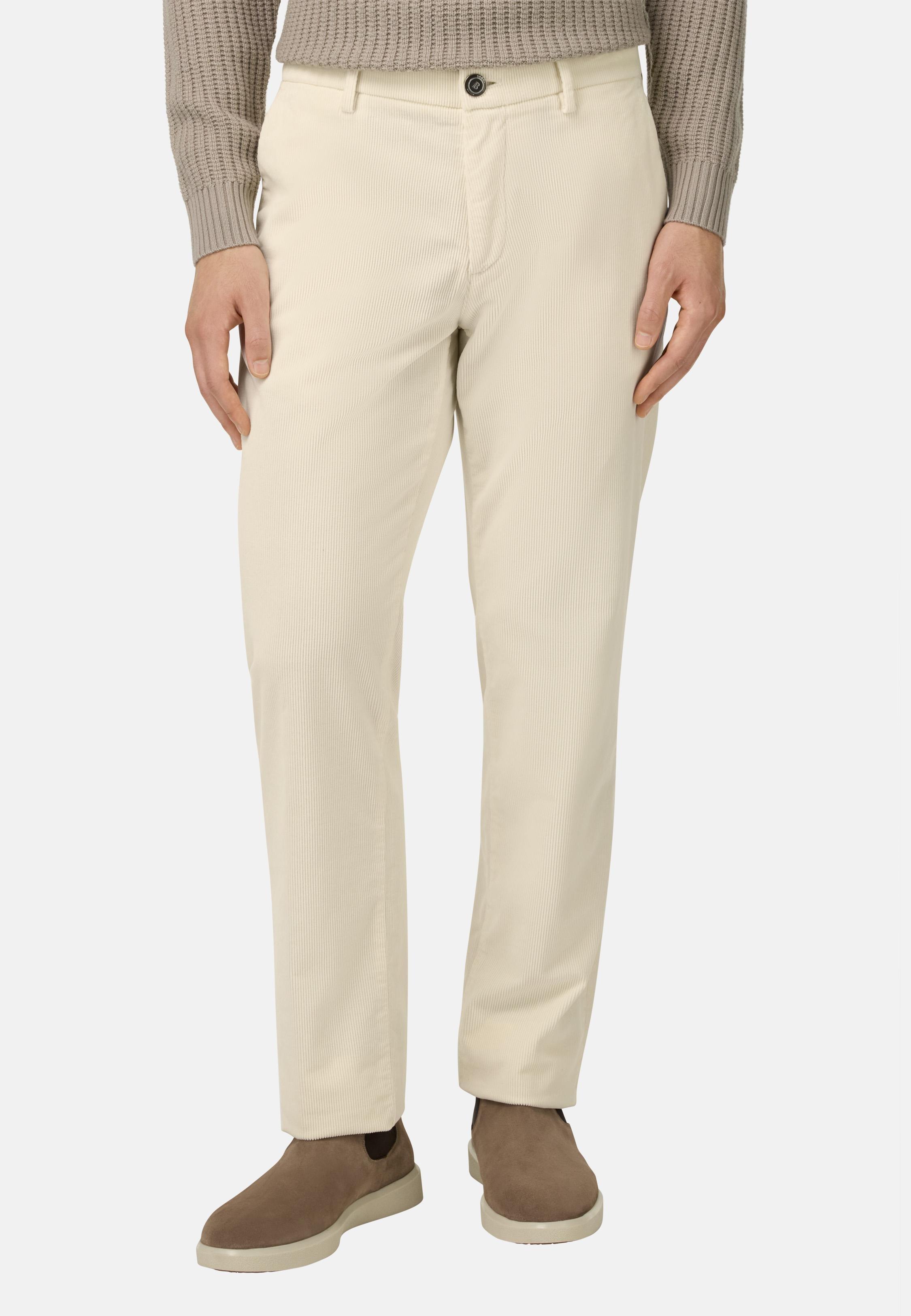 Trousers in Stretch Velvet Cream, Cream, medium