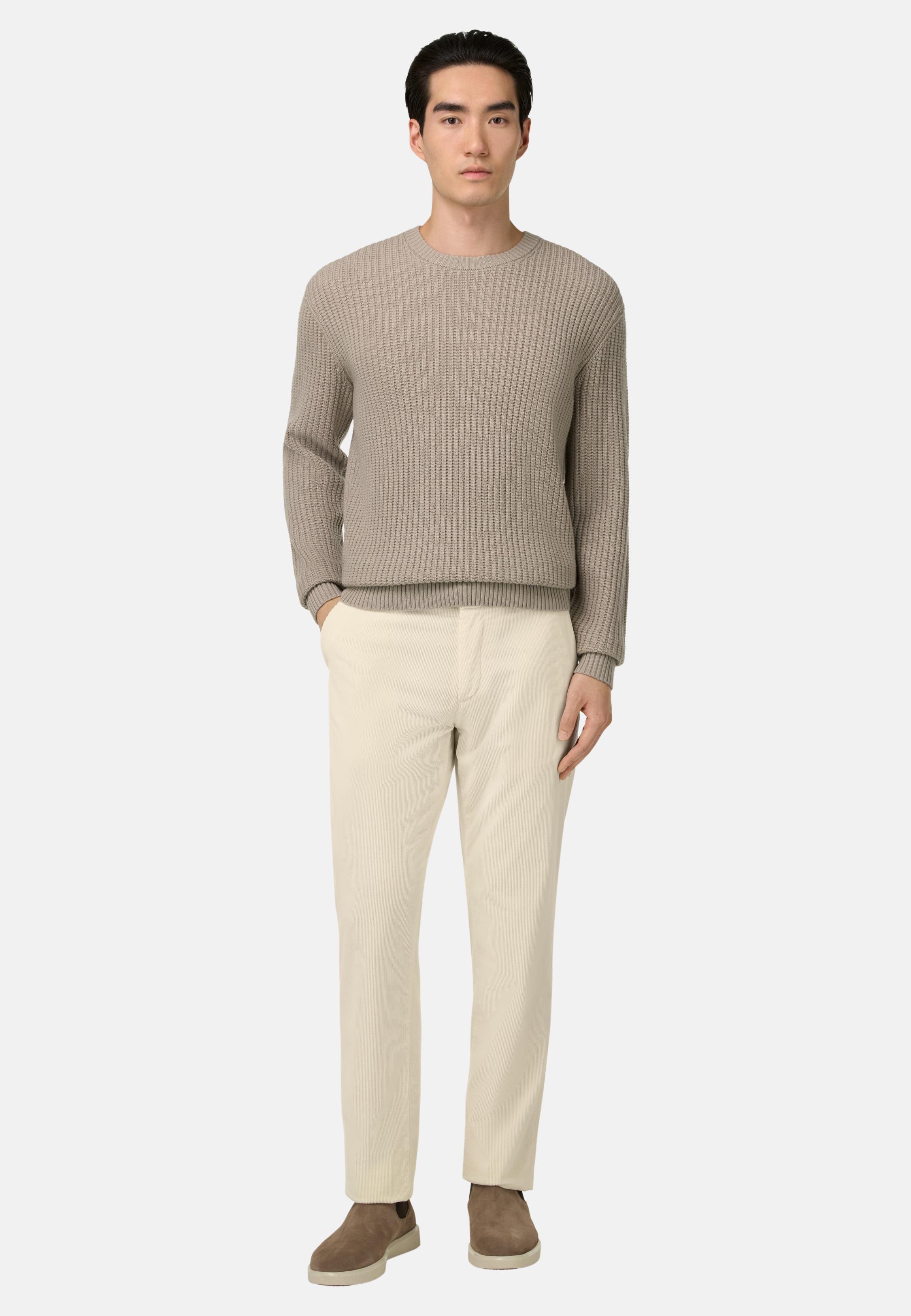 Trousers in Stretch Velvet Cream, Cream, large image number 1