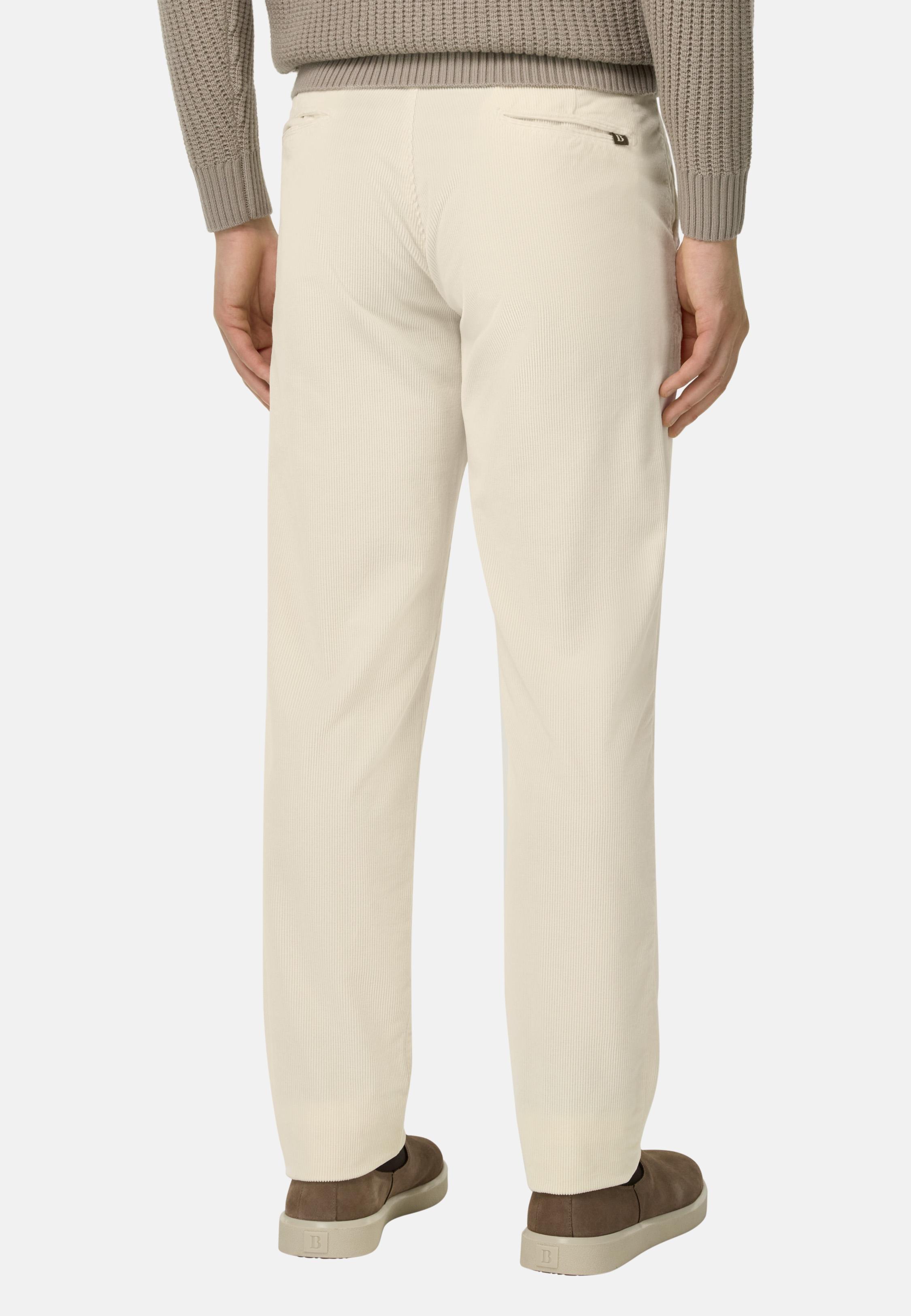 Trousers in Stretch Velvet Cream, Cream, large image number 2