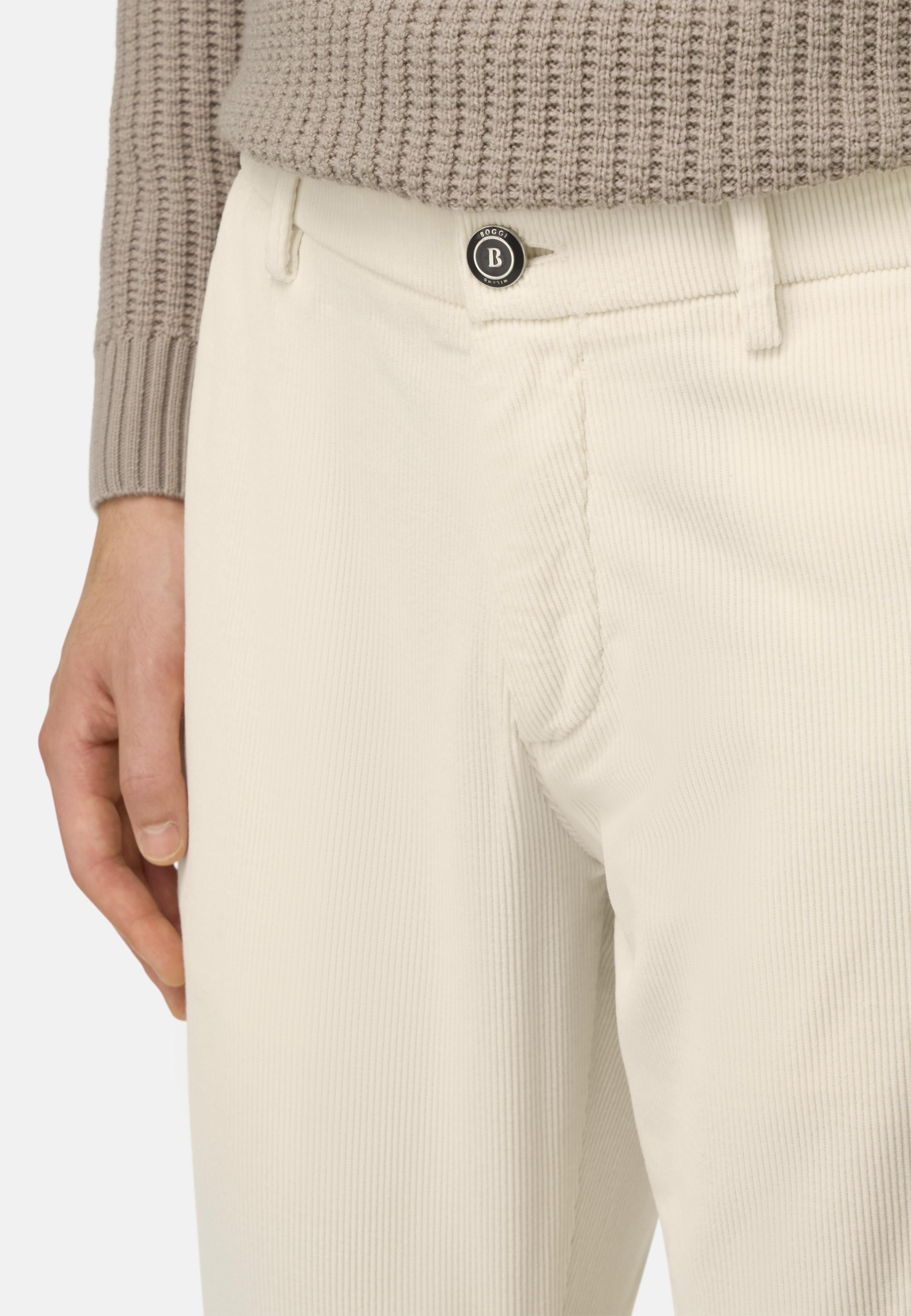Trousers in Stretch Velvet Cream, Cream, large image number 3