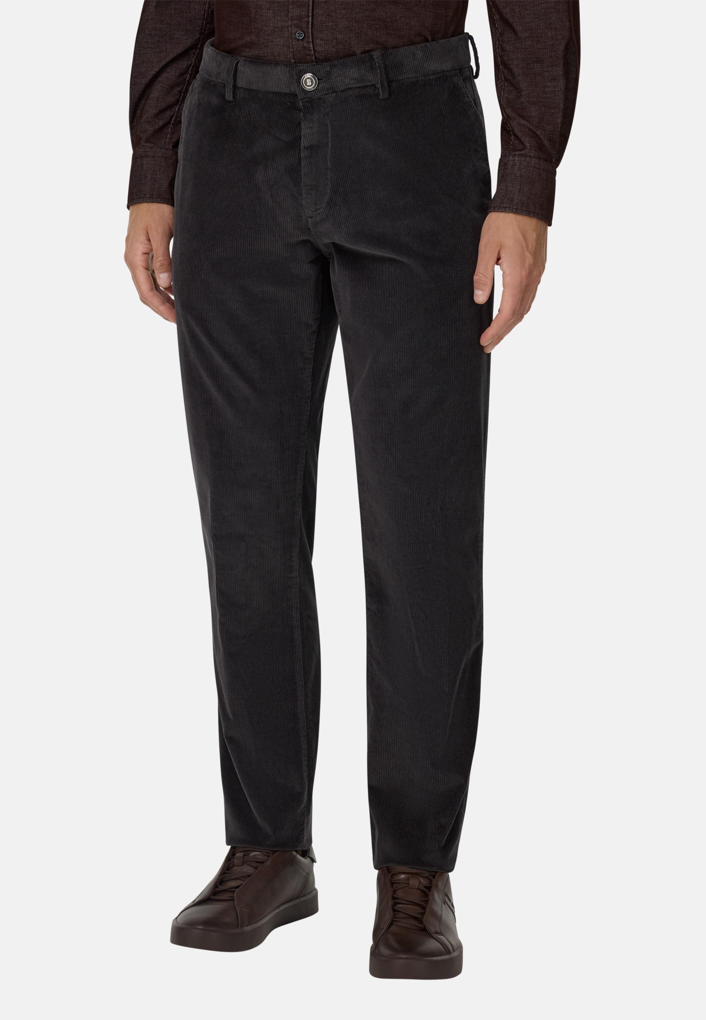 BLACK Trousers in Stretch Velvet, Charcoal, large image number 0