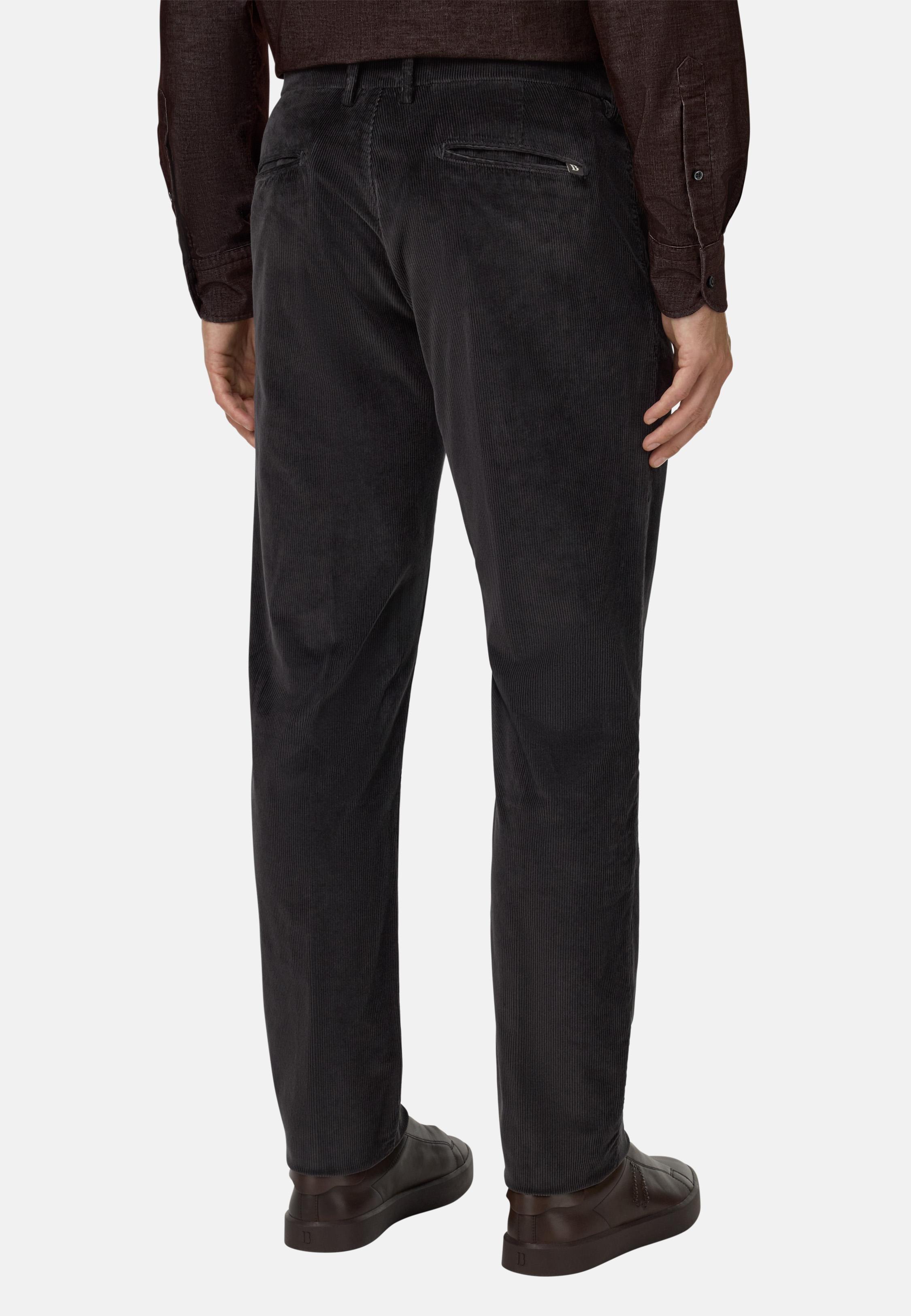 BLACK Trousers in Stretch Velvet, Charcoal, large image number 2