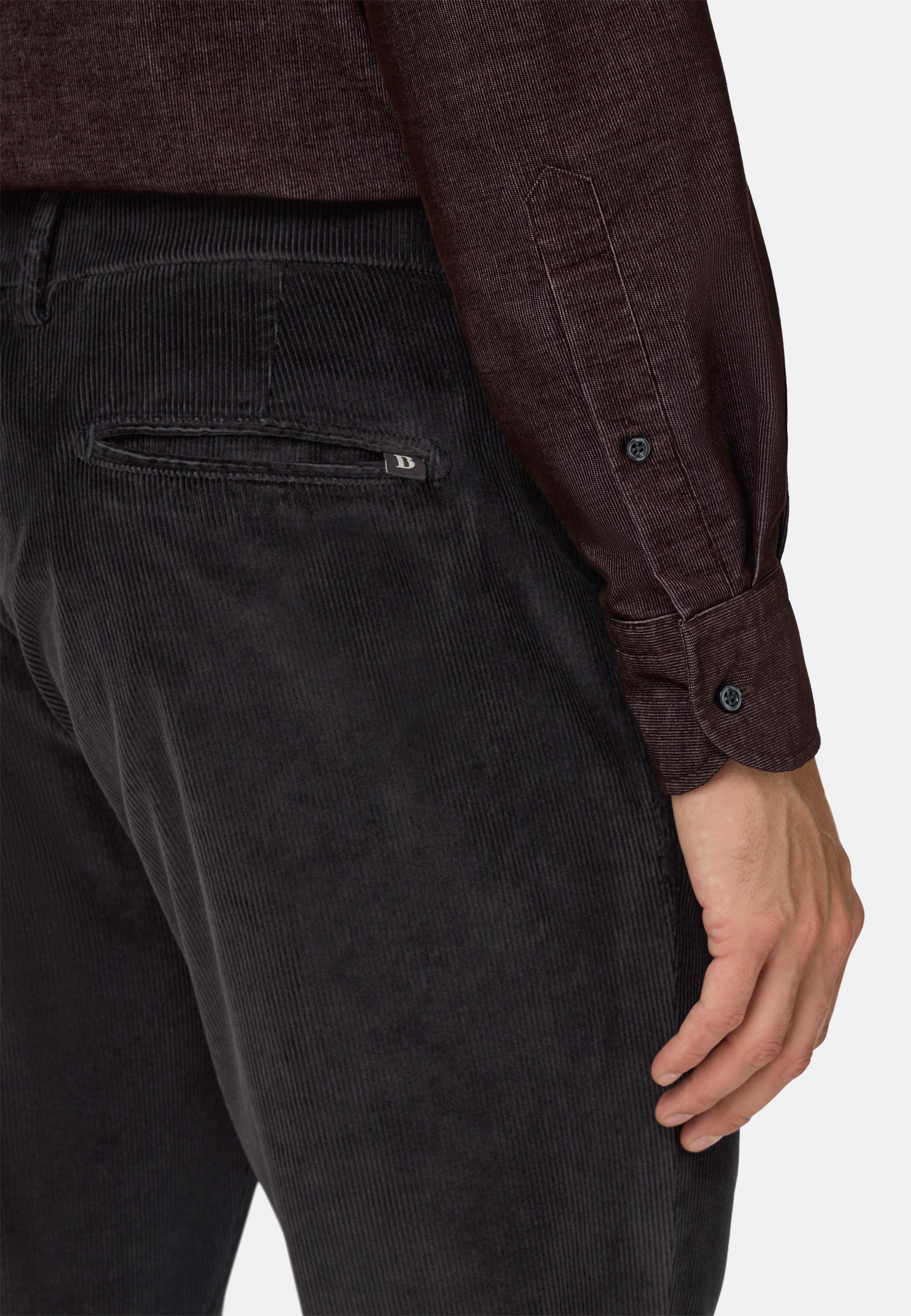 BLACK Trousers in Stretch Velvet, Charcoal, large image number 3