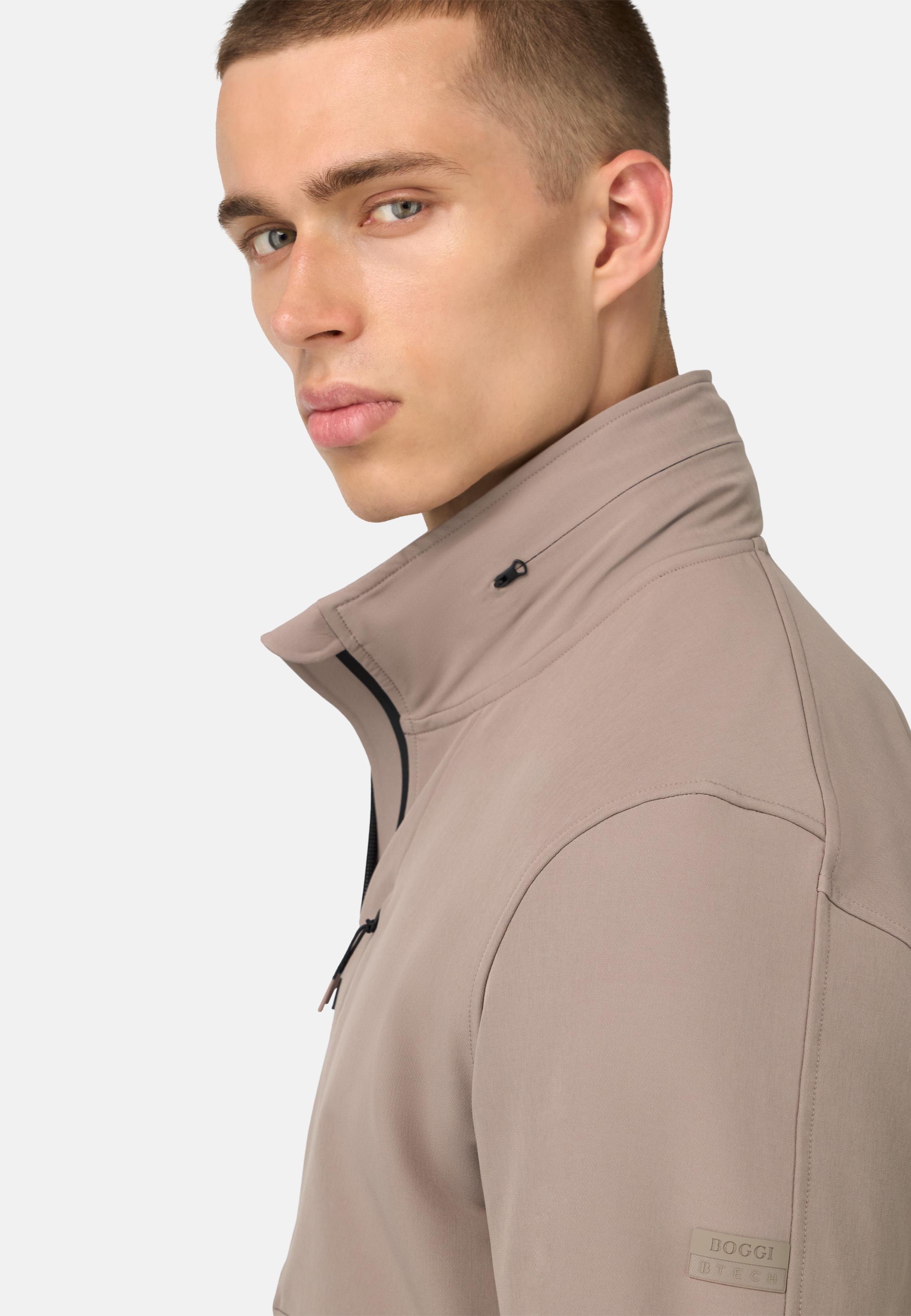 Padded Windproof Jacket in B-Tech Stretch Nylon Brown, Taupe, medium