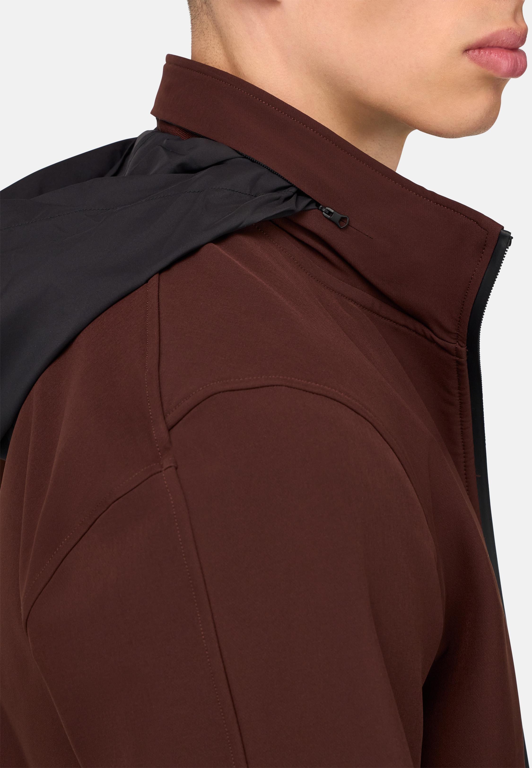 Padded Windproof Jacket In B-Tech Stretch Nylon Brown, , large image number 2
