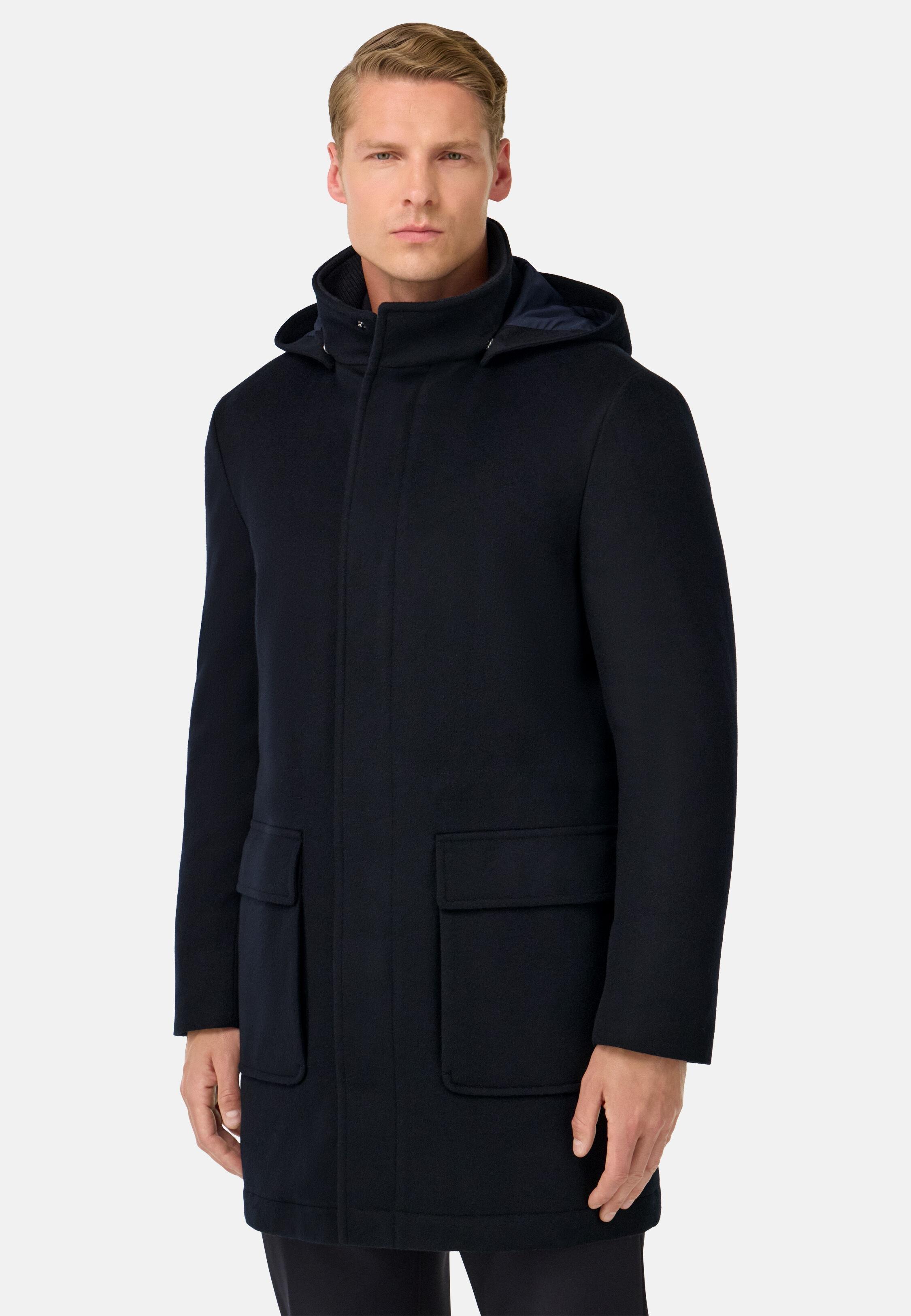 Wool and Cashmere Padded Parka Blue, 3901_NAVY, medium