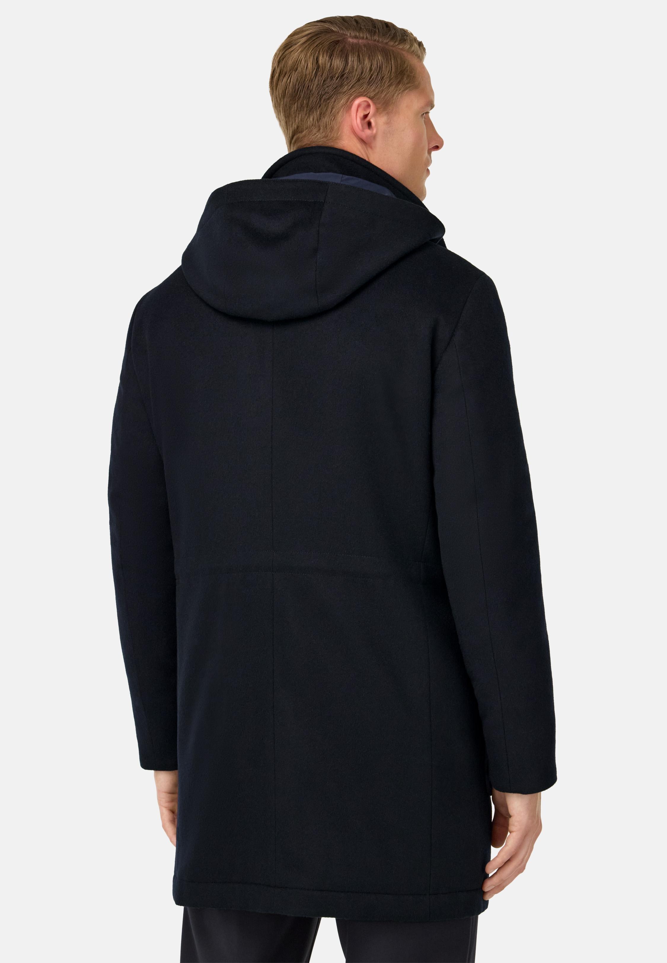 Wool and Cashmere Padded Parka Blue, Navy blue, medium