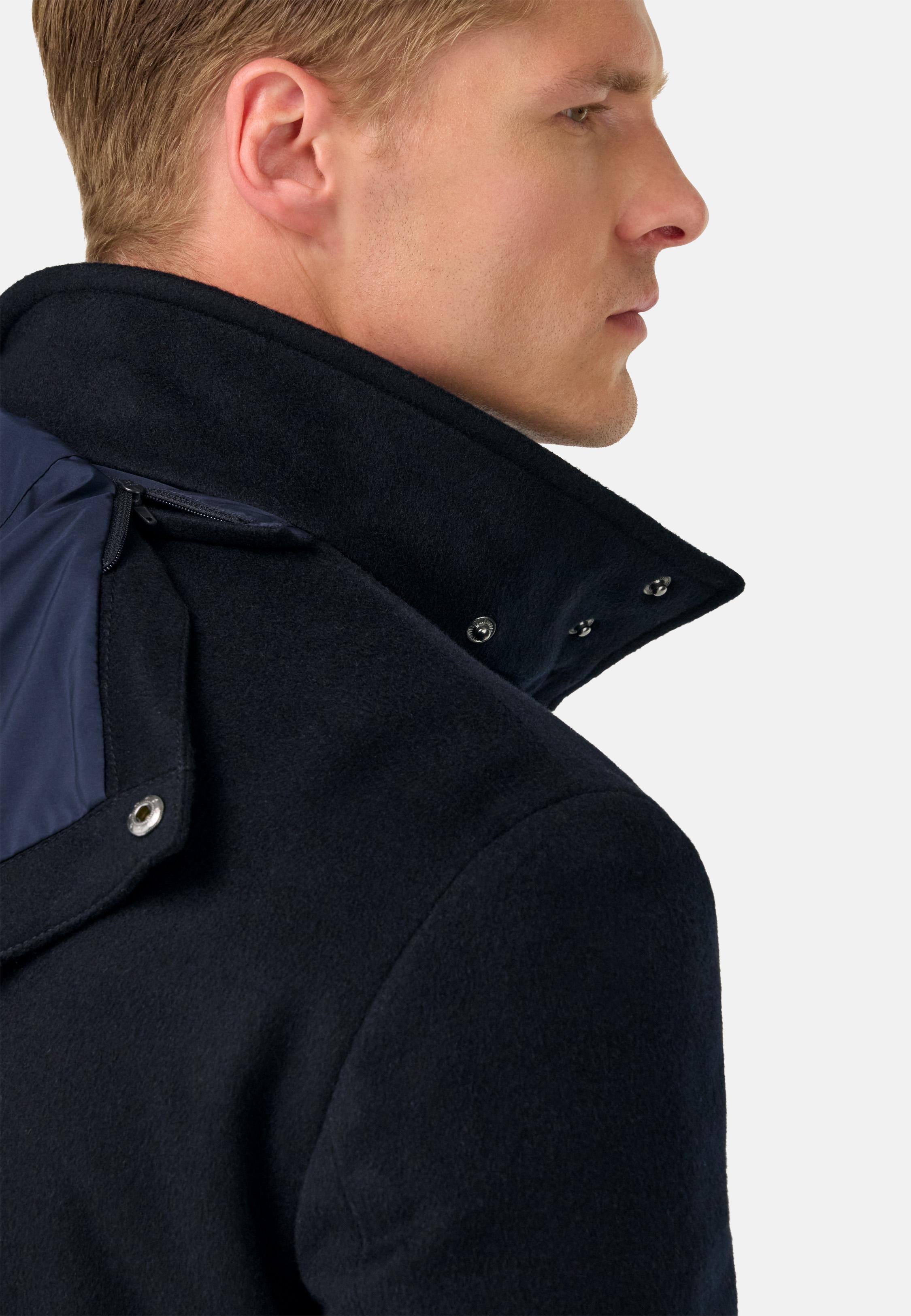 Wool and Cashmere Padded Parka Blue, Navy blue, medium