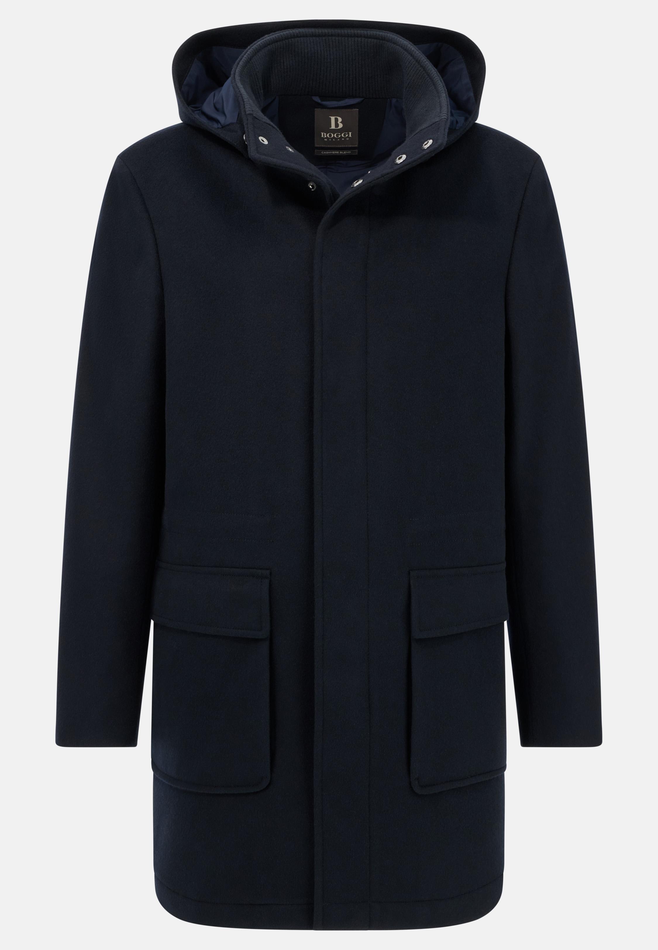 Wool and Cashmere Padded Parka Blue, Navy blue, medium