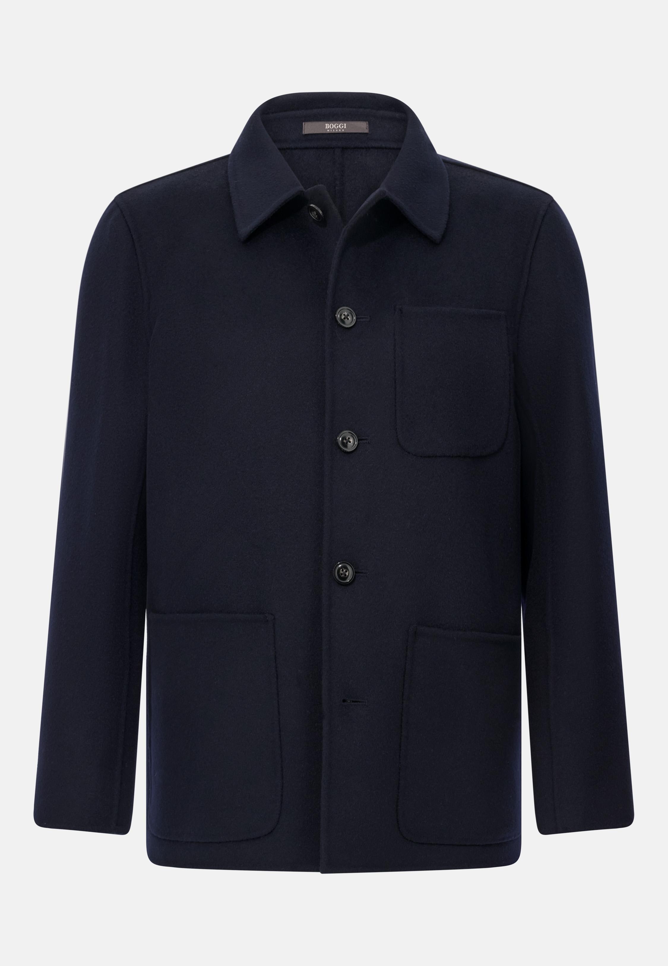 Work Shirt Jacket in Wool Blue, Navy blue, medium