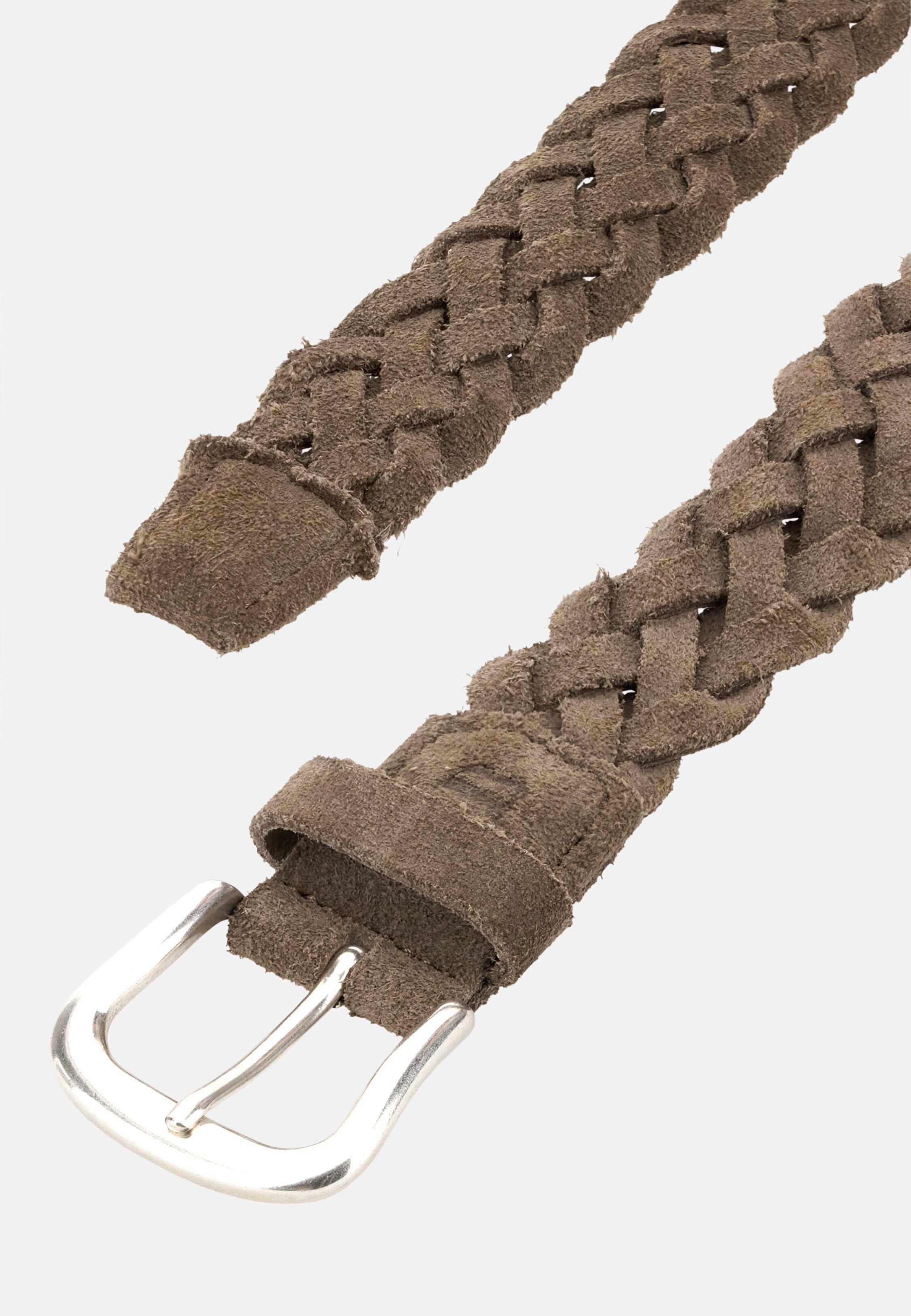 Woven Suede Belt Brown, Taupe, medium