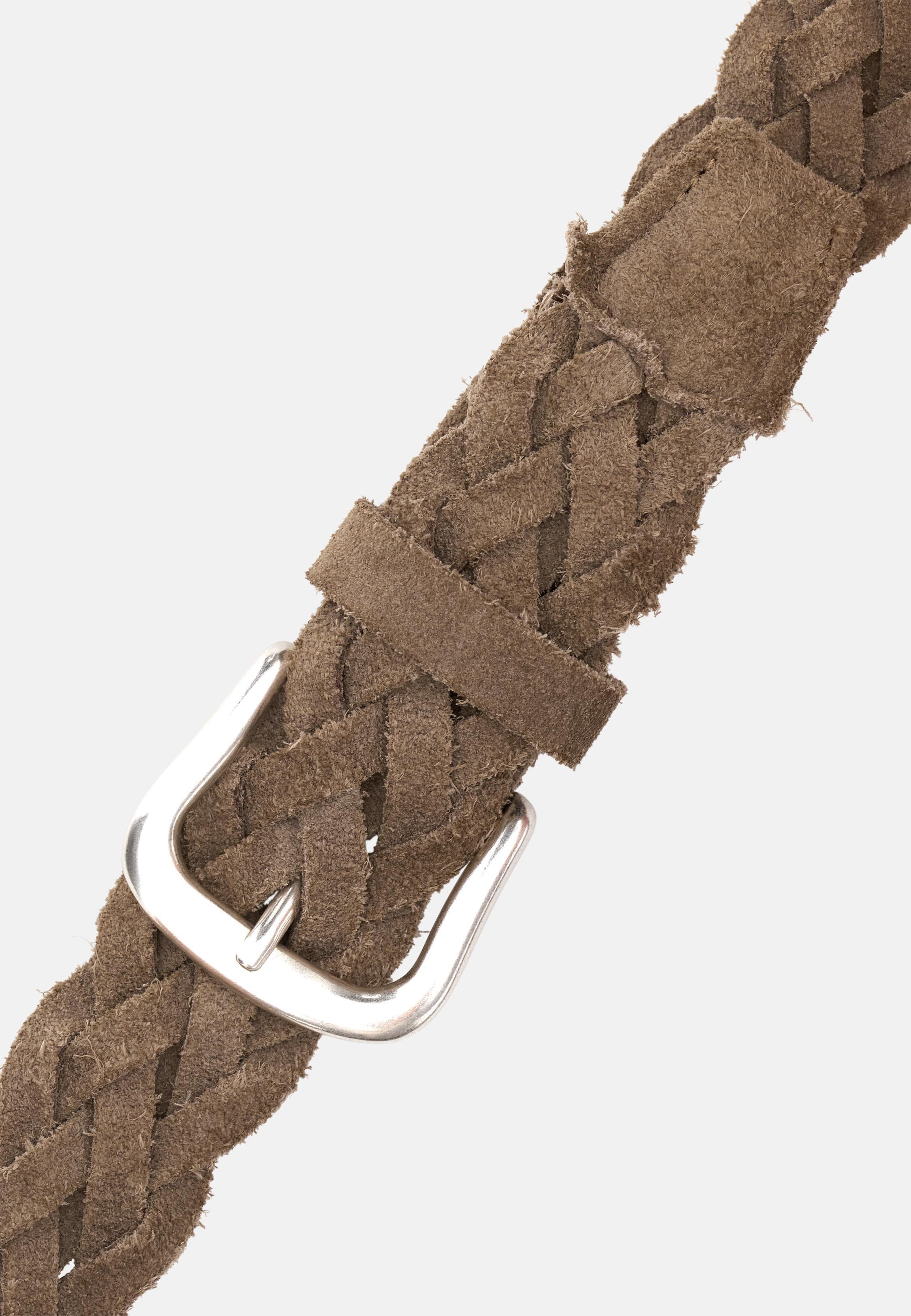 Woven Suede Belt Brown, Taupe, medium