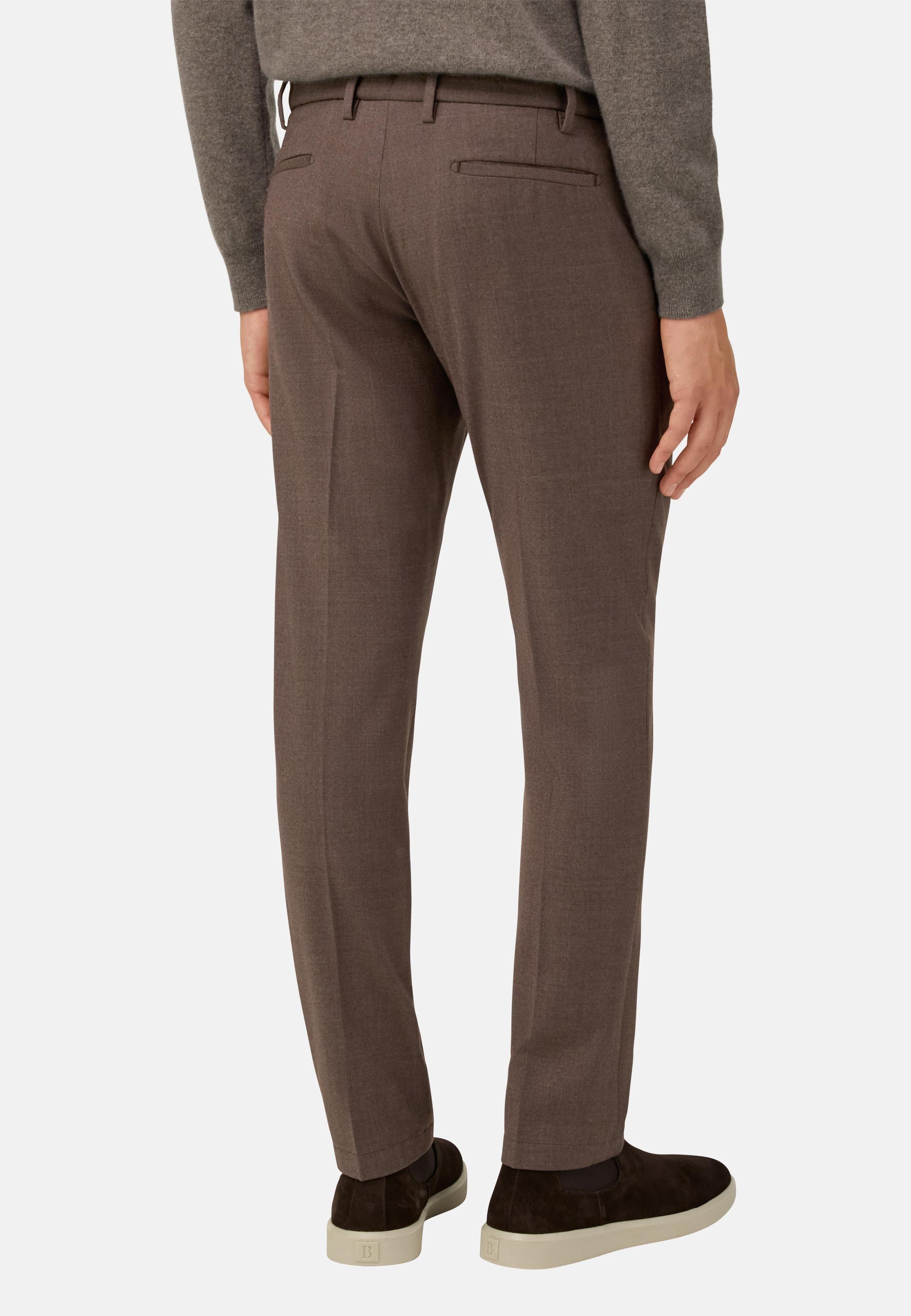 Trousers in Stretch Flannel Brown, Brown, large image number 2