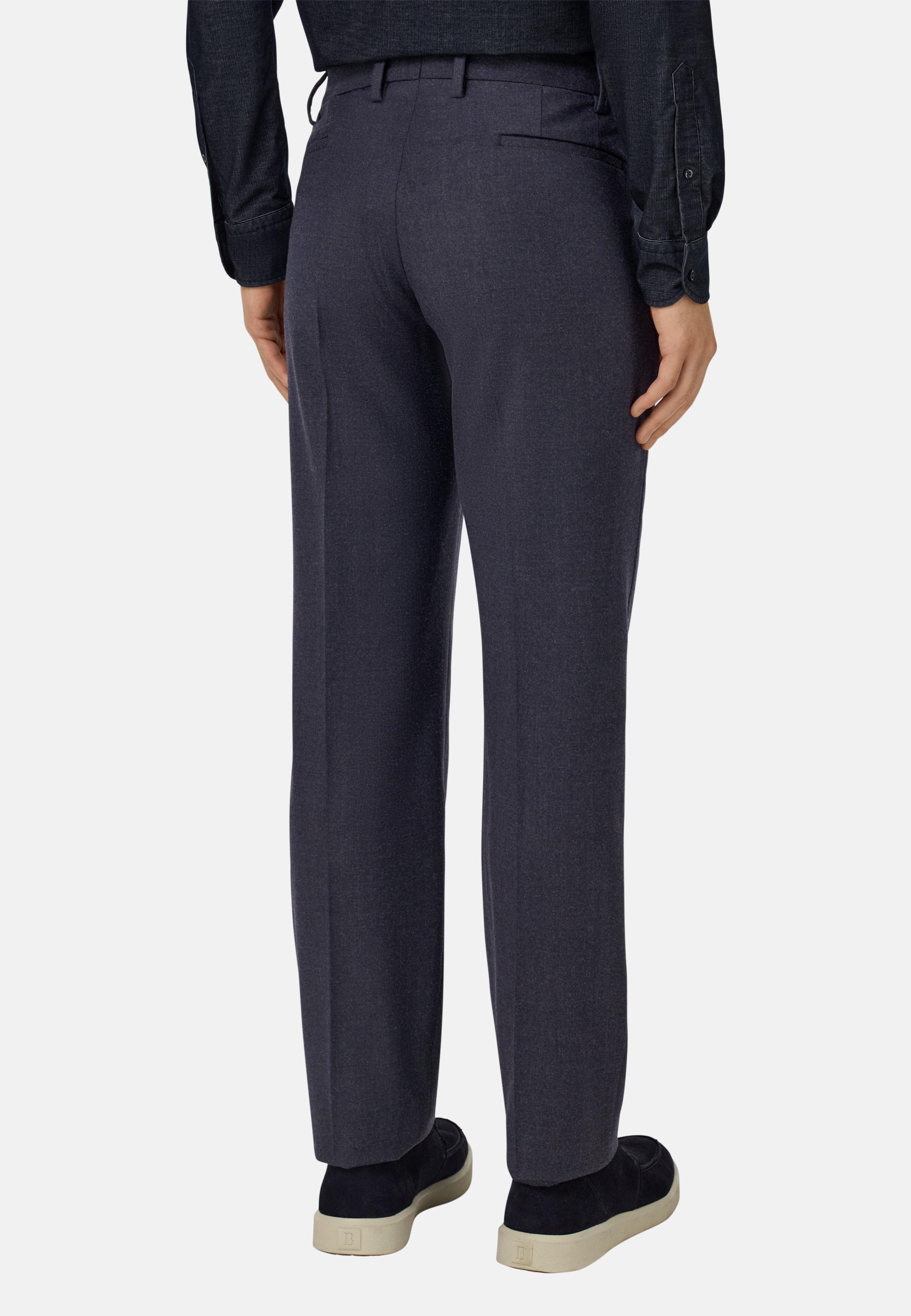 BLUE Trousers in Stretch Flannel, Navy blue, large image number 2