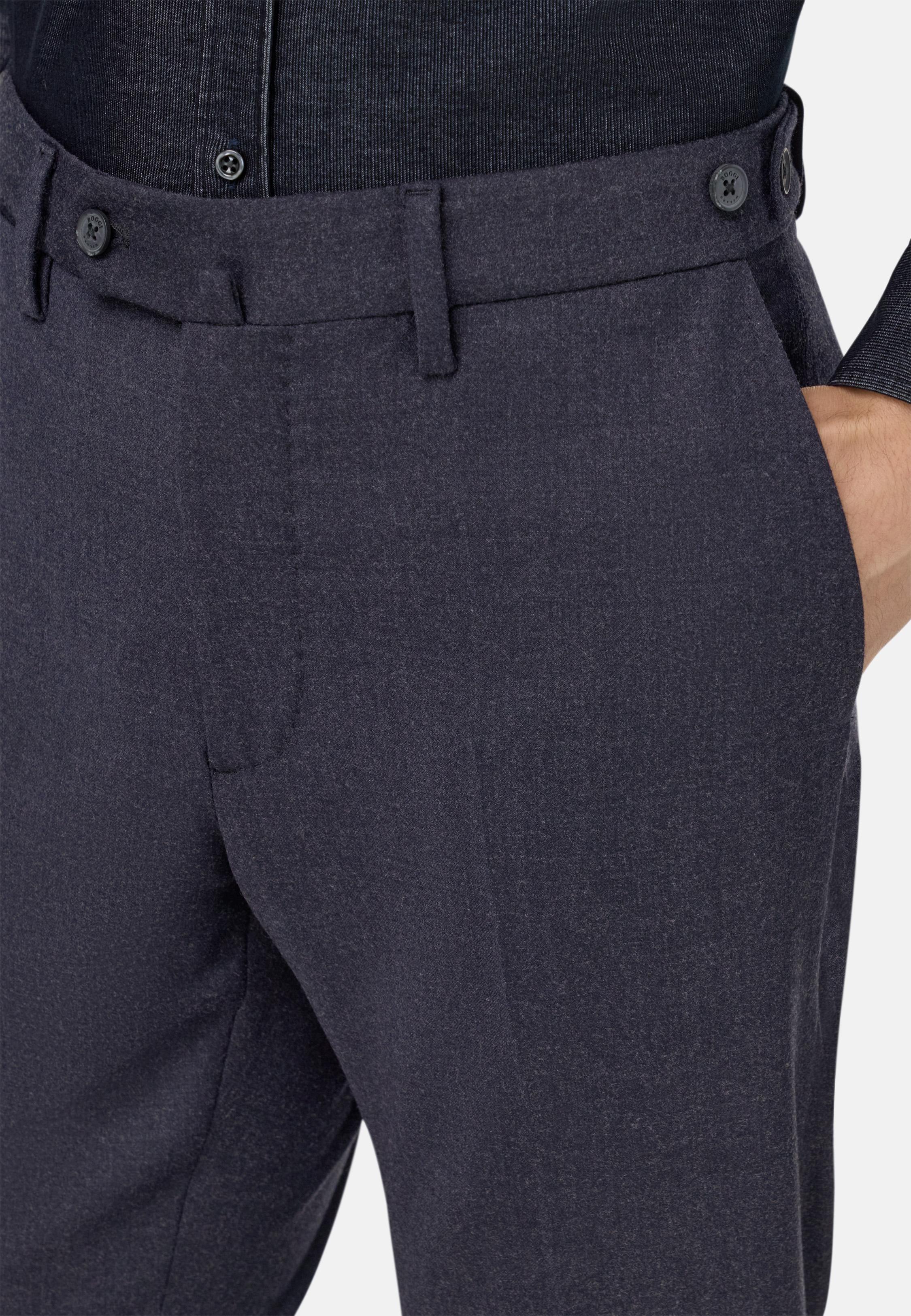 BLUE Trousers in Stretch Flannel, Navy blue, large image number 3