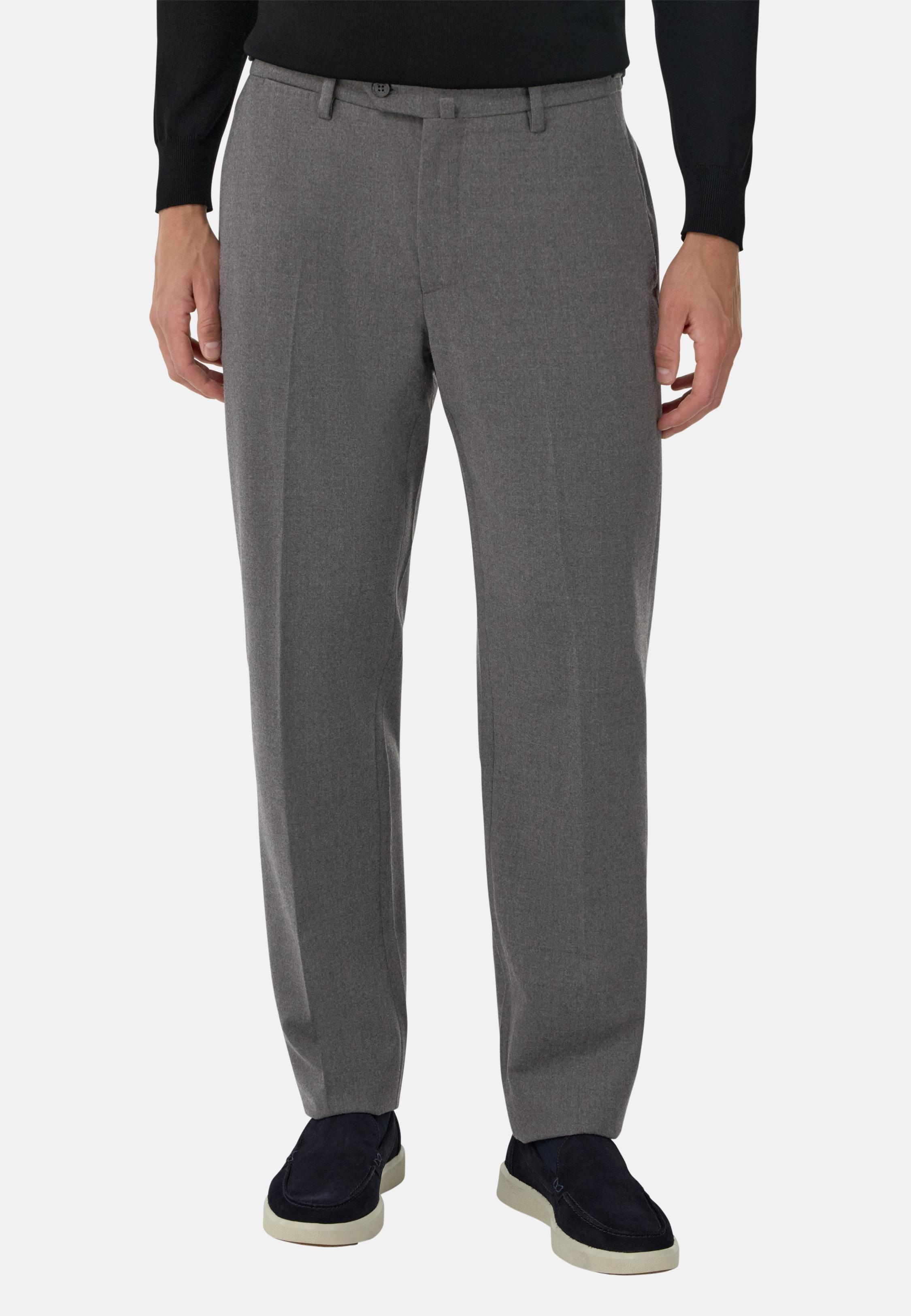 Trousers In Stretch Flannel Grey, Grey, large image number 0