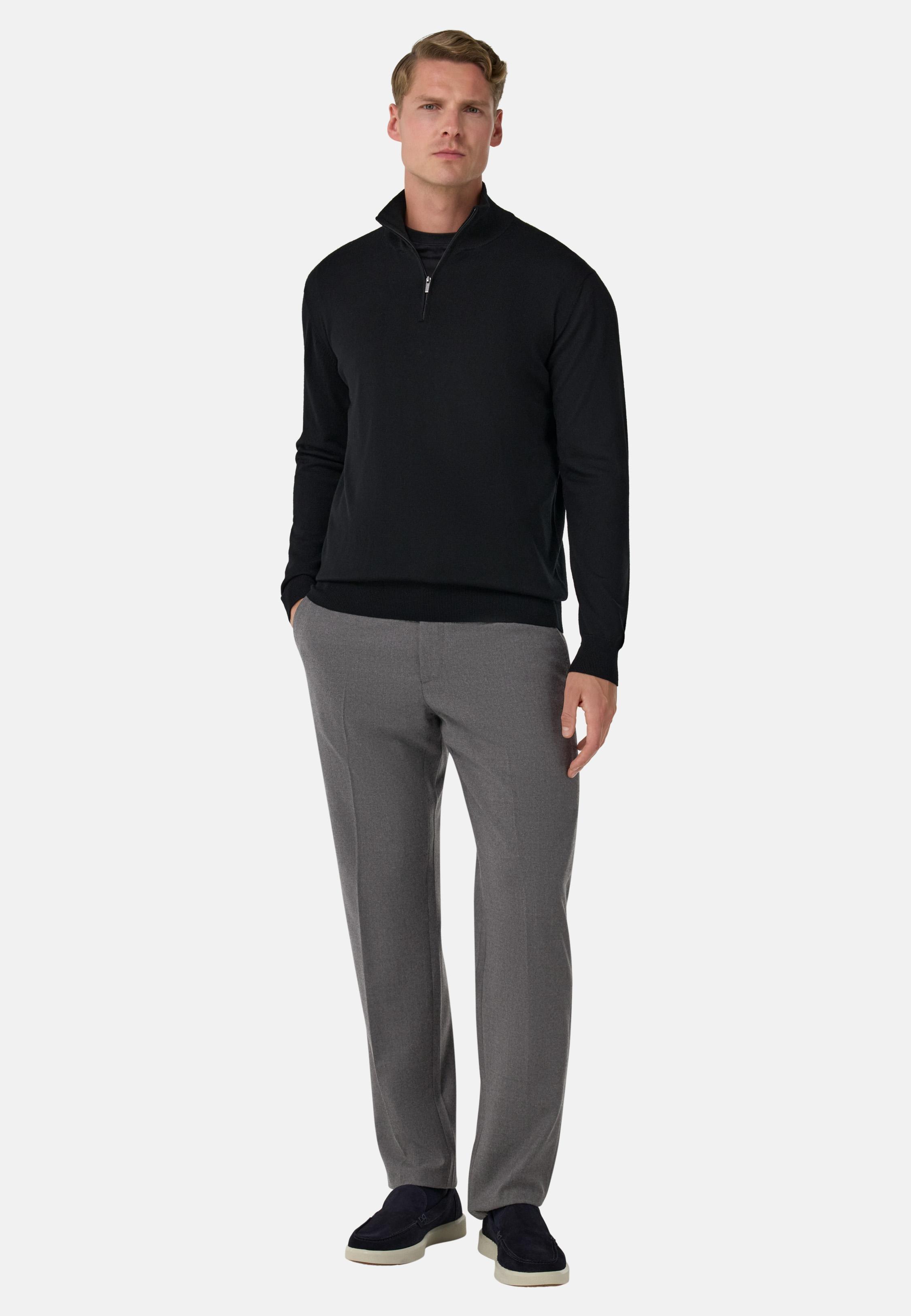 Trousers In Stretch Flannel Grey, Grey, large image number 1