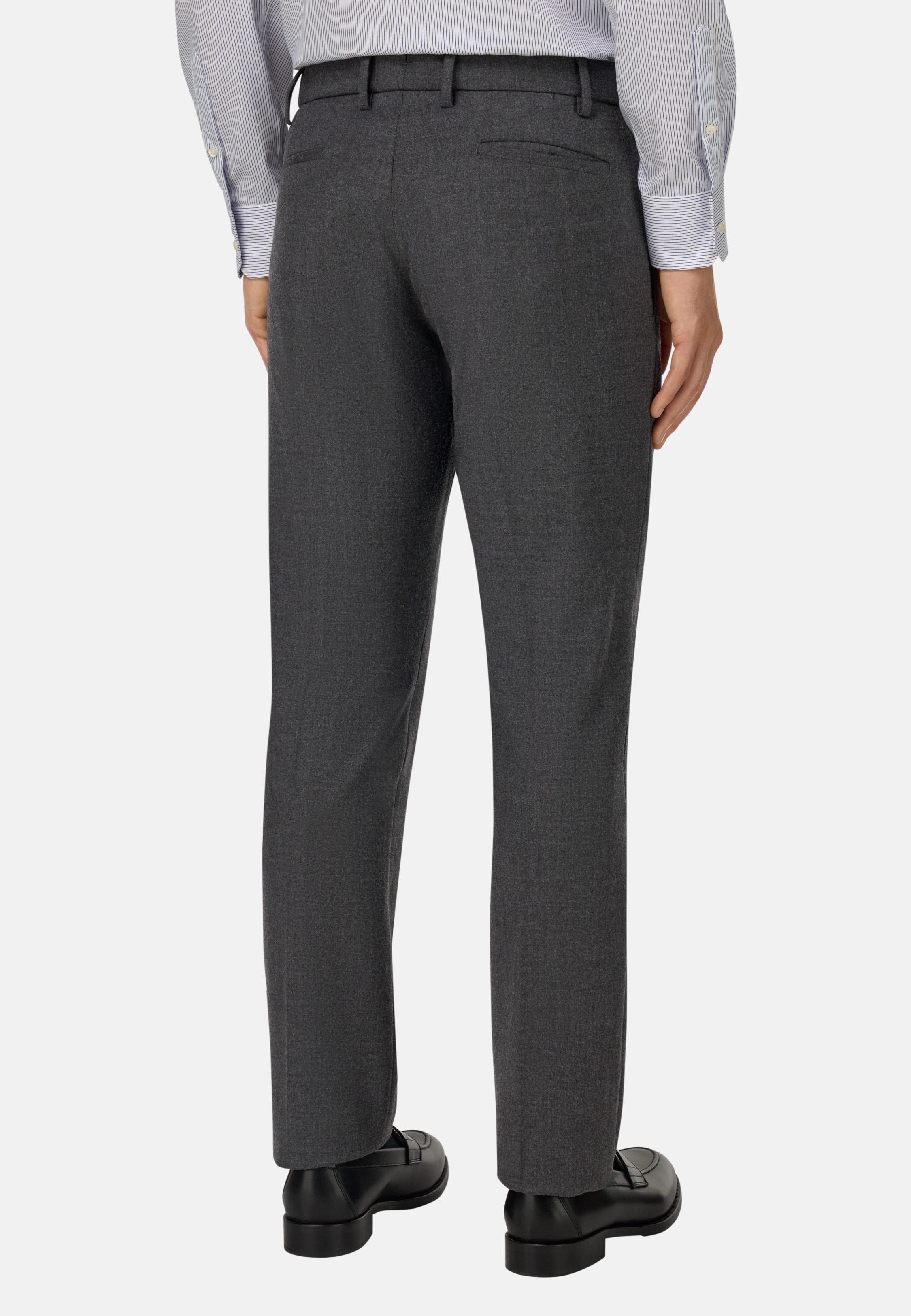 GREY Trousers in Stretch Flannel, Dark Grey, large image number 2