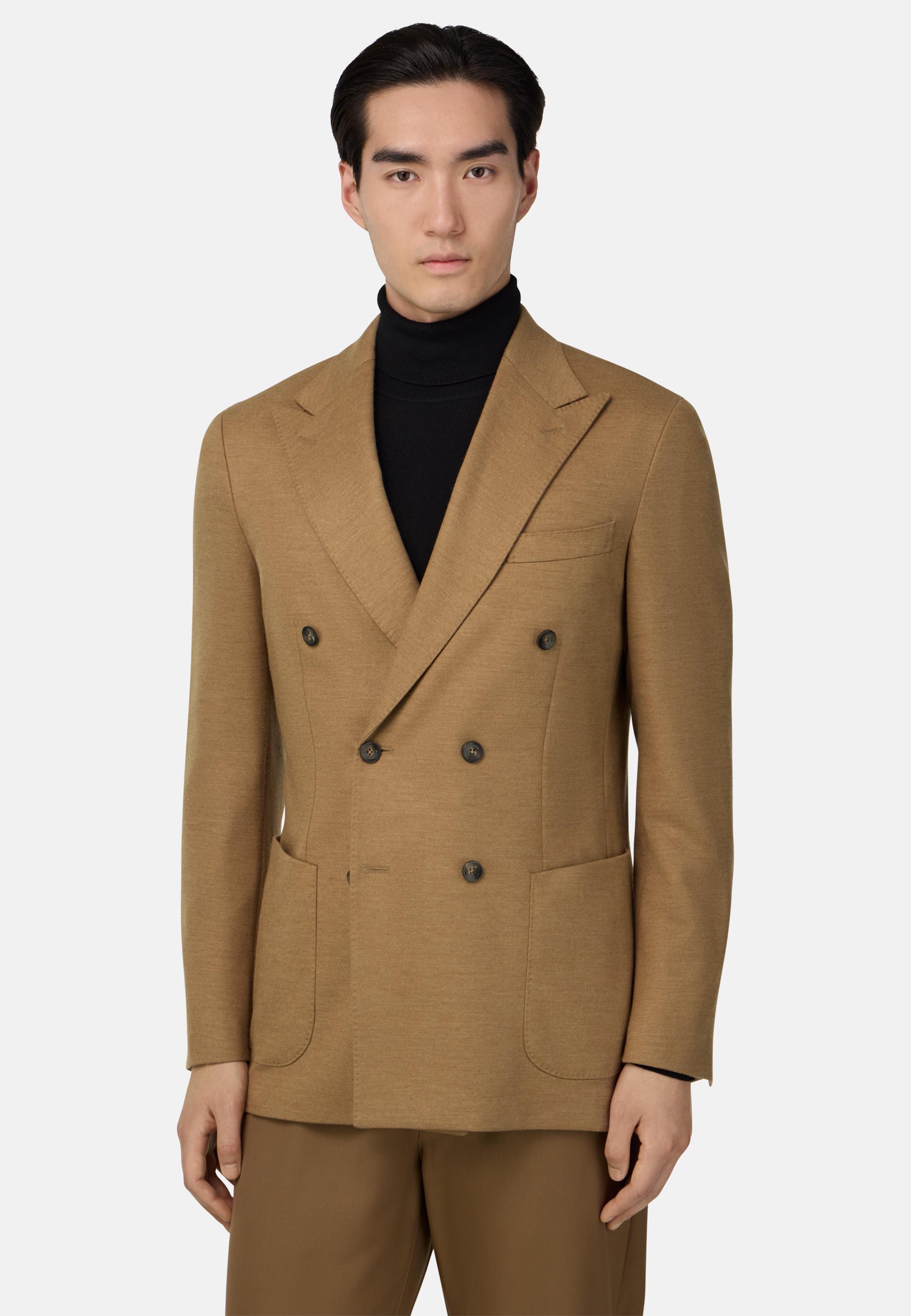 B Jersey Pure Wool Jacket Brown, , medium