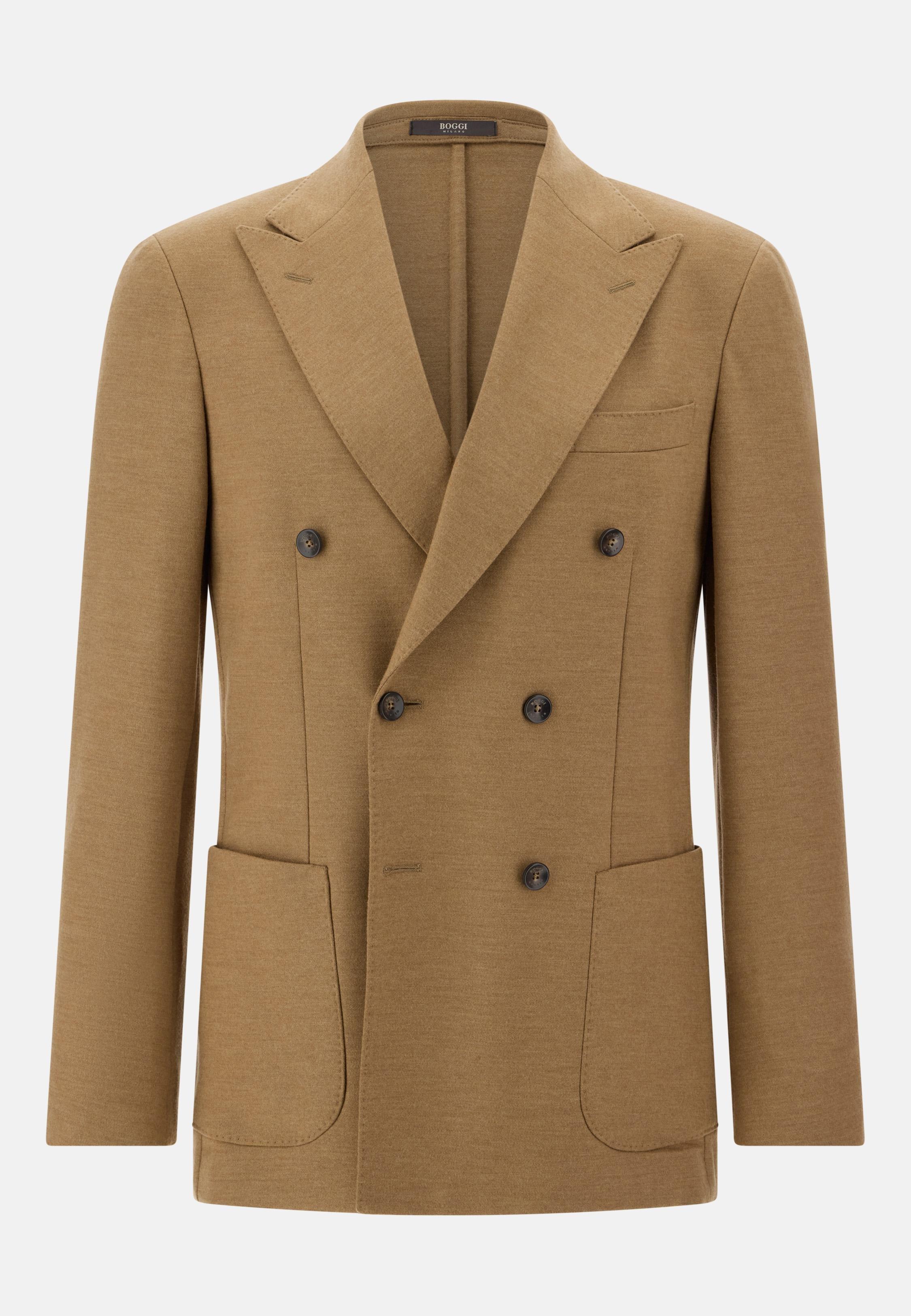 B Jersey Pure Wool Jacket Brown, , large image number 3