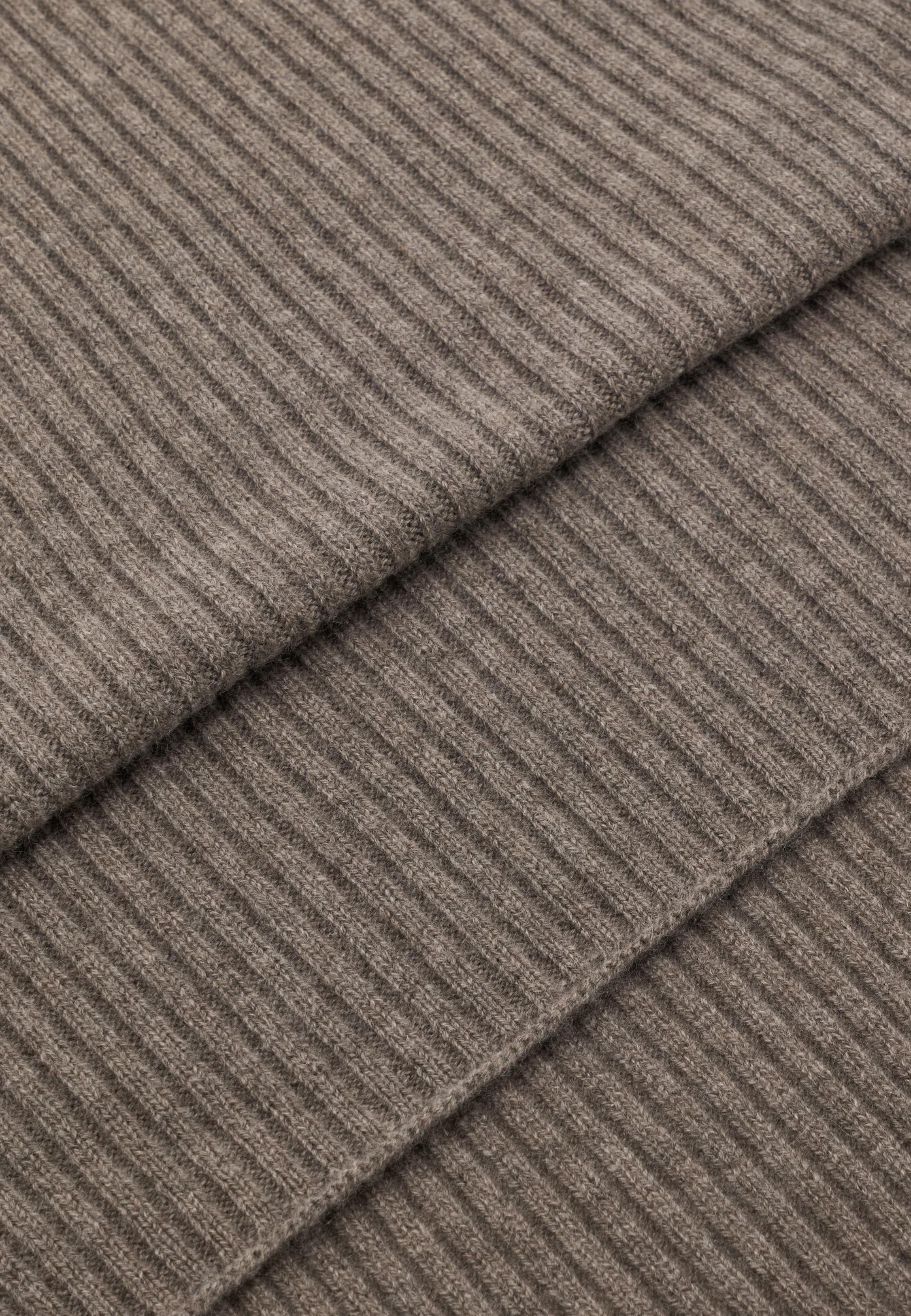 Ribbed Pure Cashmere Scarf Brown, Taupe, large image number 0