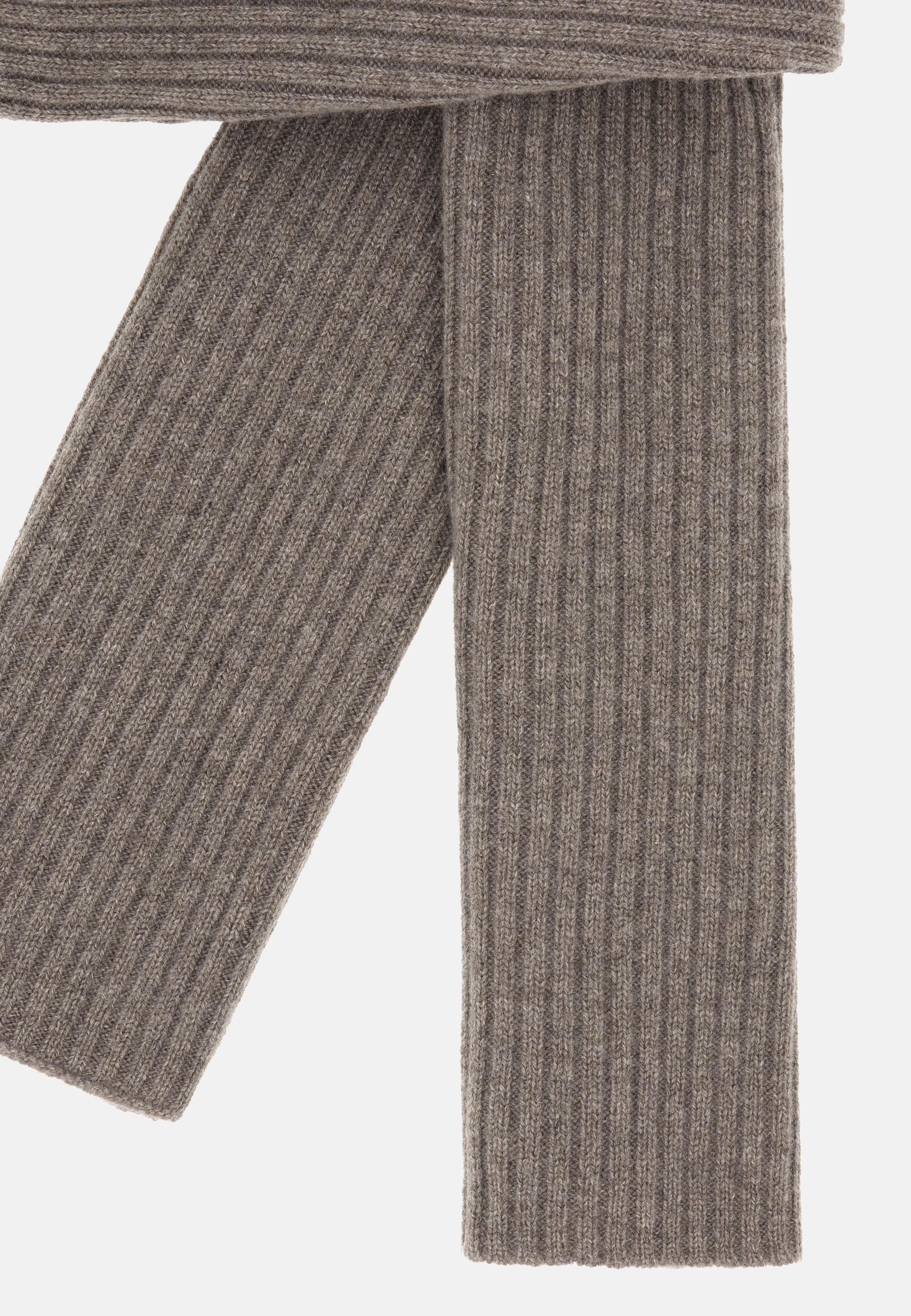 Ribbed Pure Cashmere Scarf Brown, Taupe, large image number 1