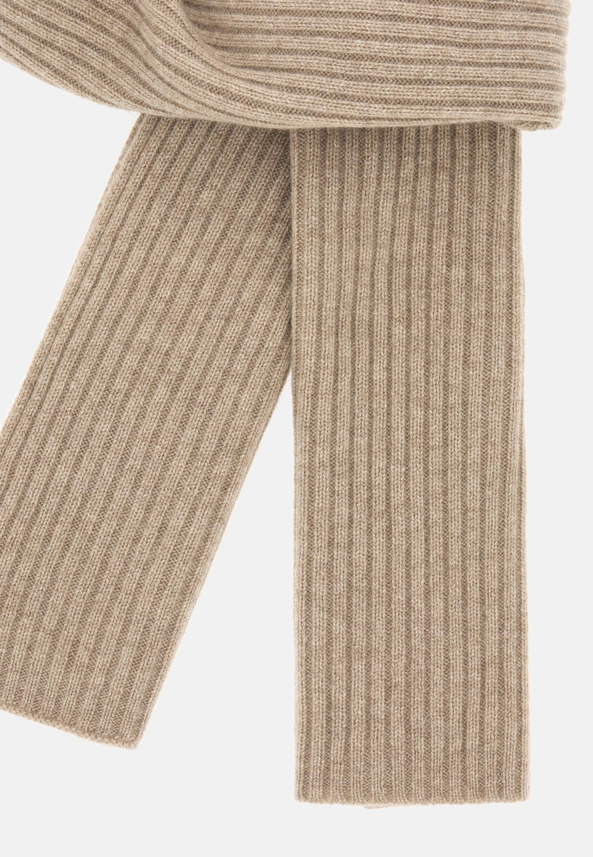 Ribbed Pure Cashmere Scarf Beige, Beige, large image number 1