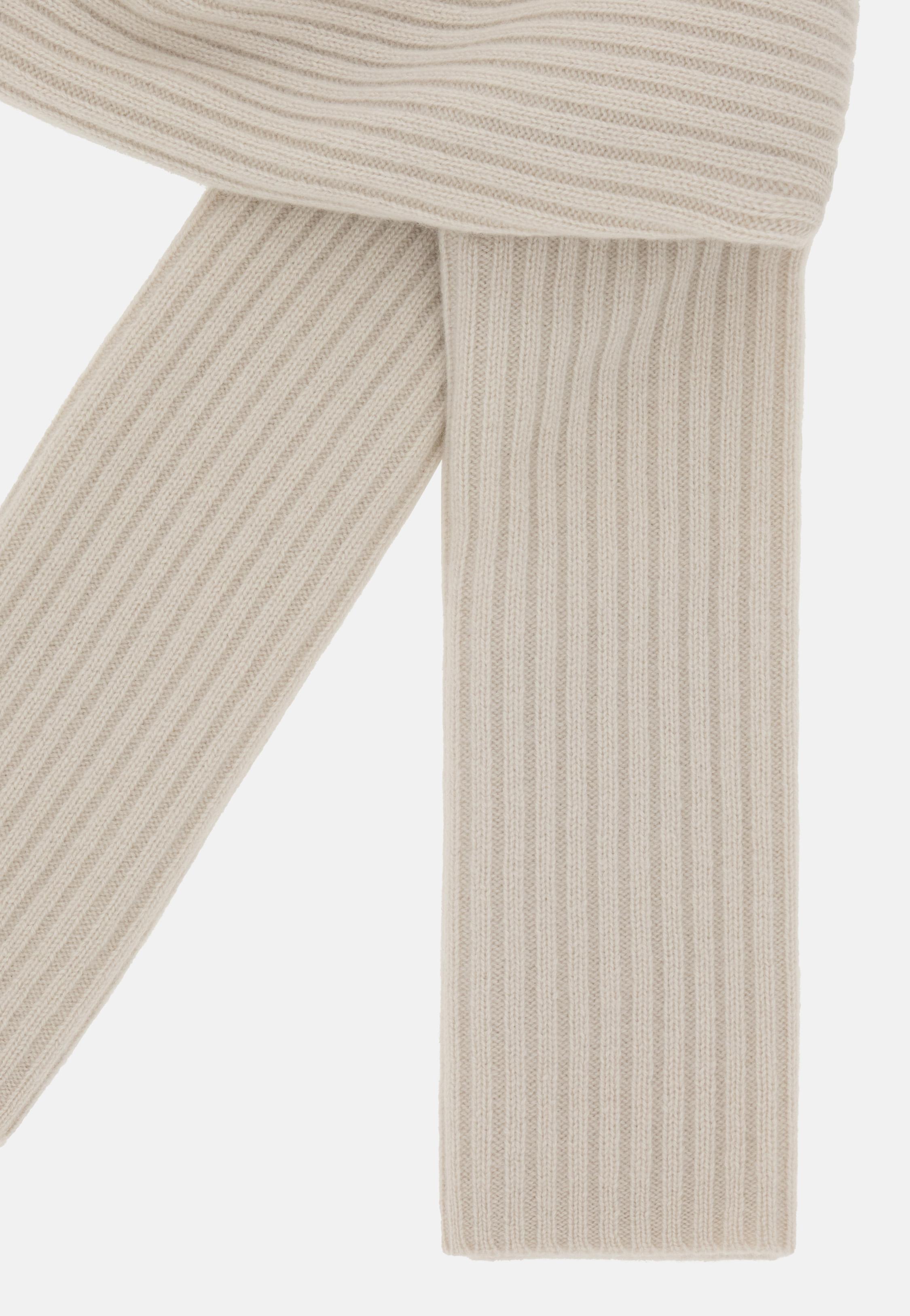 Ribbed Pure Cashmere Scarf White, Ice, large image number 1