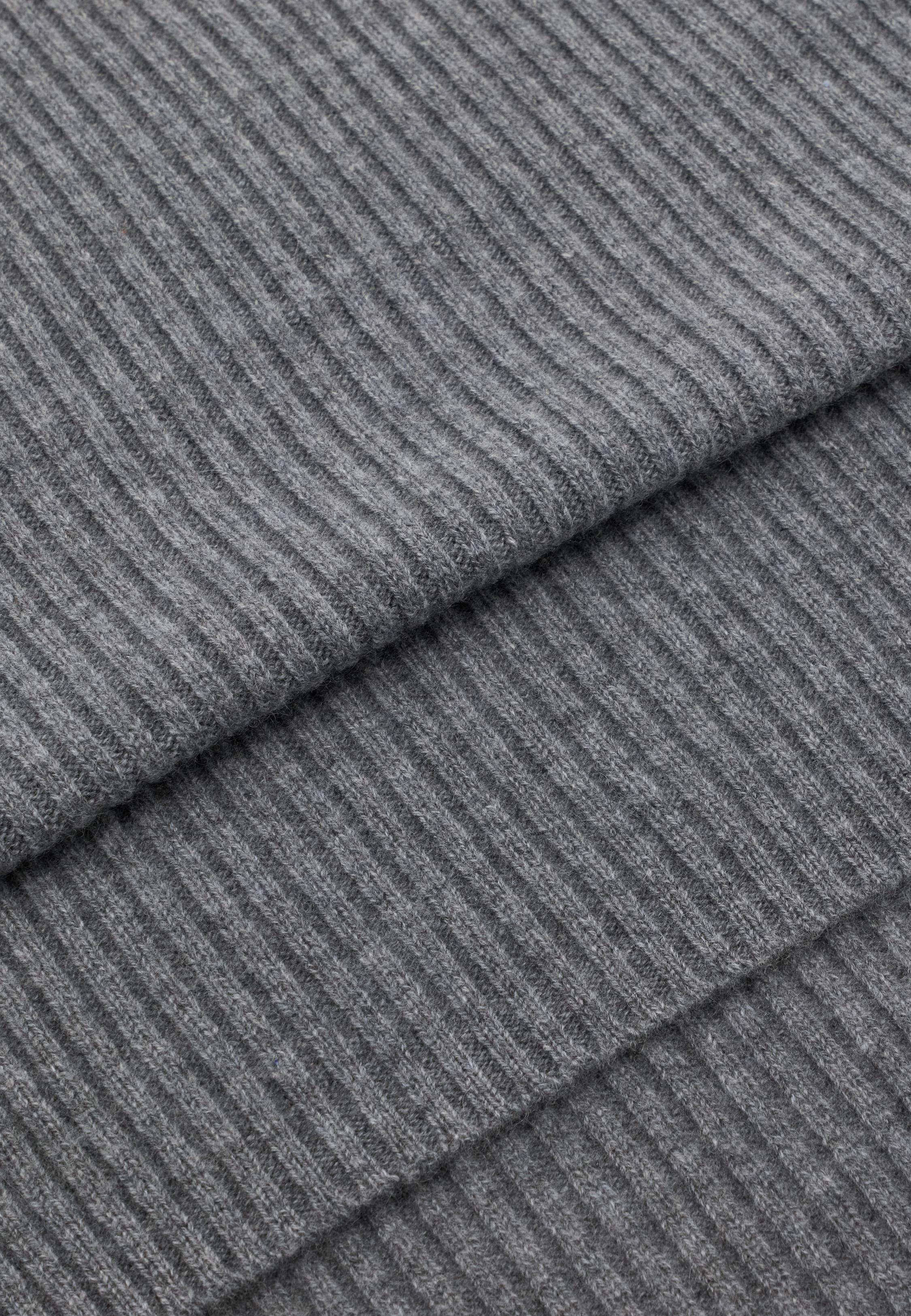Ribbed Pure Cashmere Scarf Grey, Grey, large image number 0