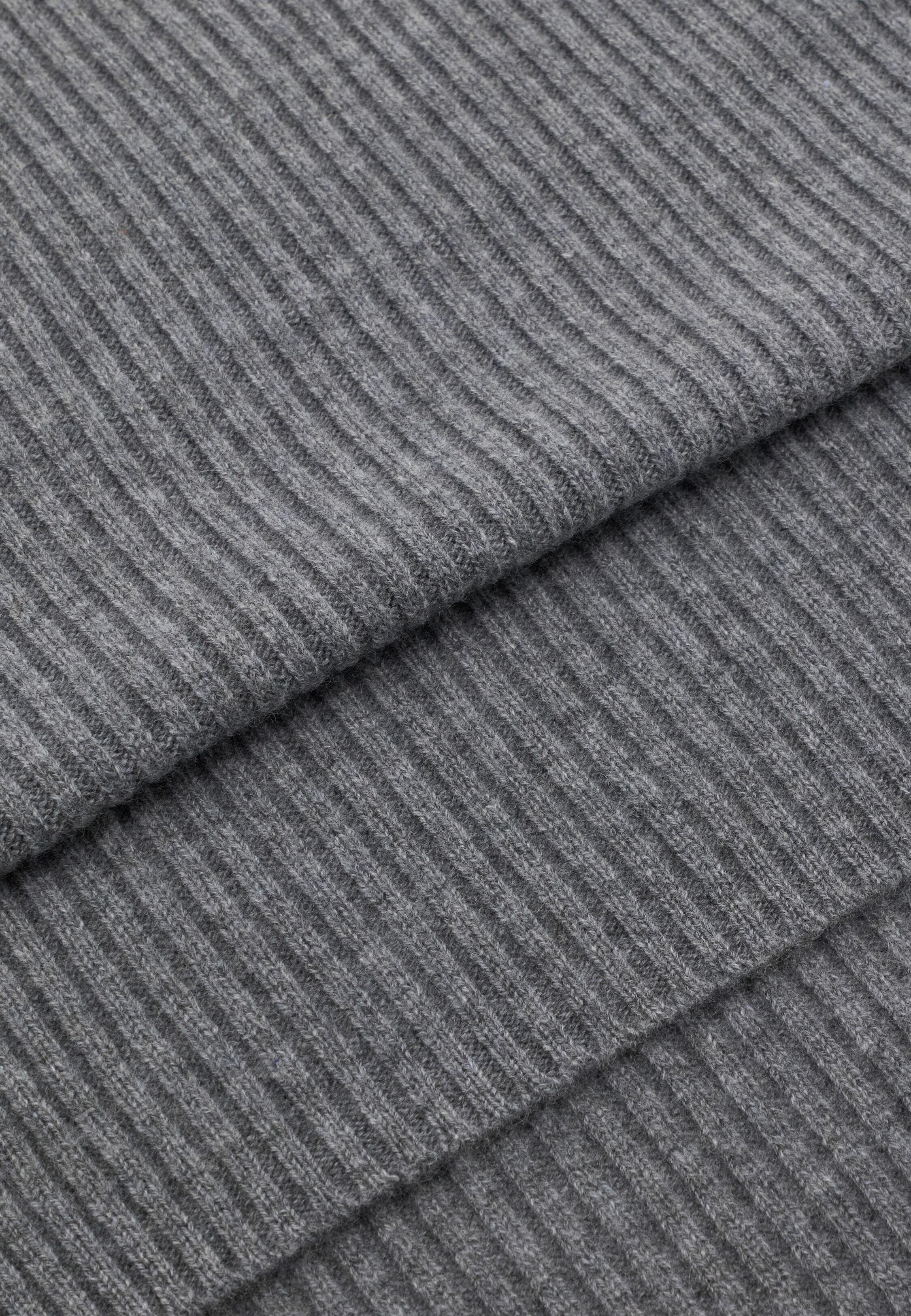 Ribbed Pure Cashmere Scarf Grey, Grey, large image number 0