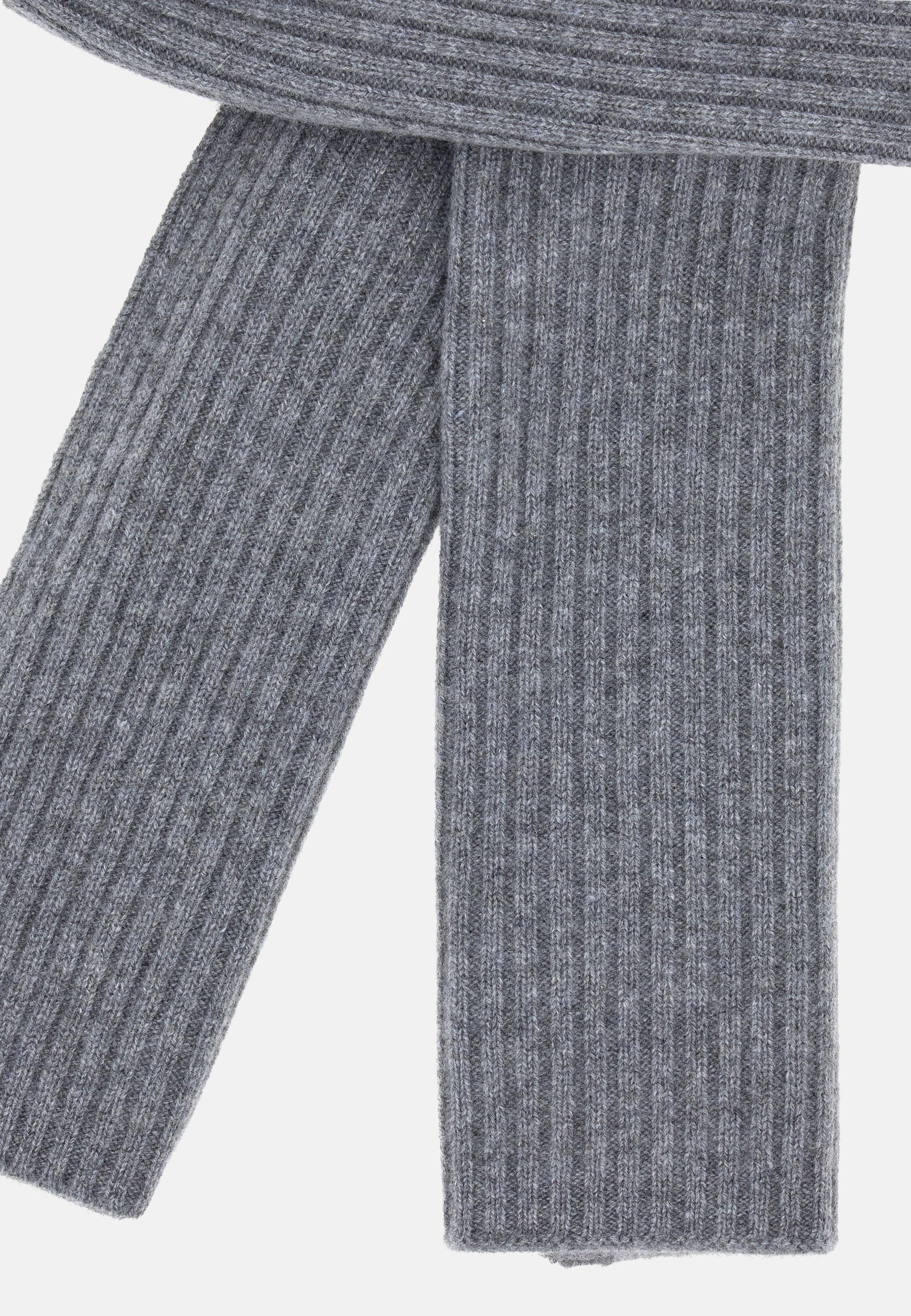 Ribbed Pure Cashmere Scarf Grey, Grey, large image number 1