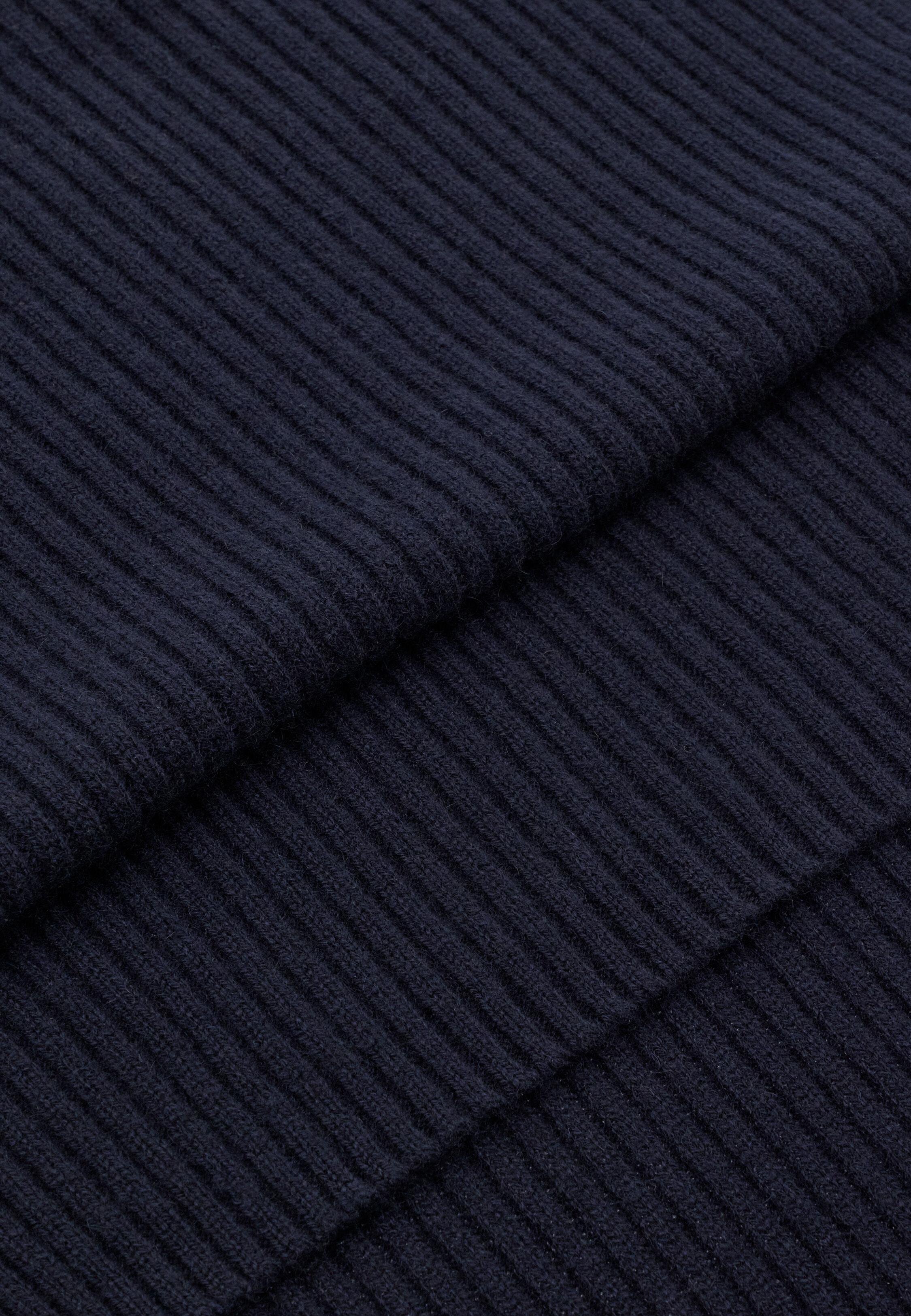 Ribbed Pure Cashmere Scarf Navy, Navy blue, large image number 0