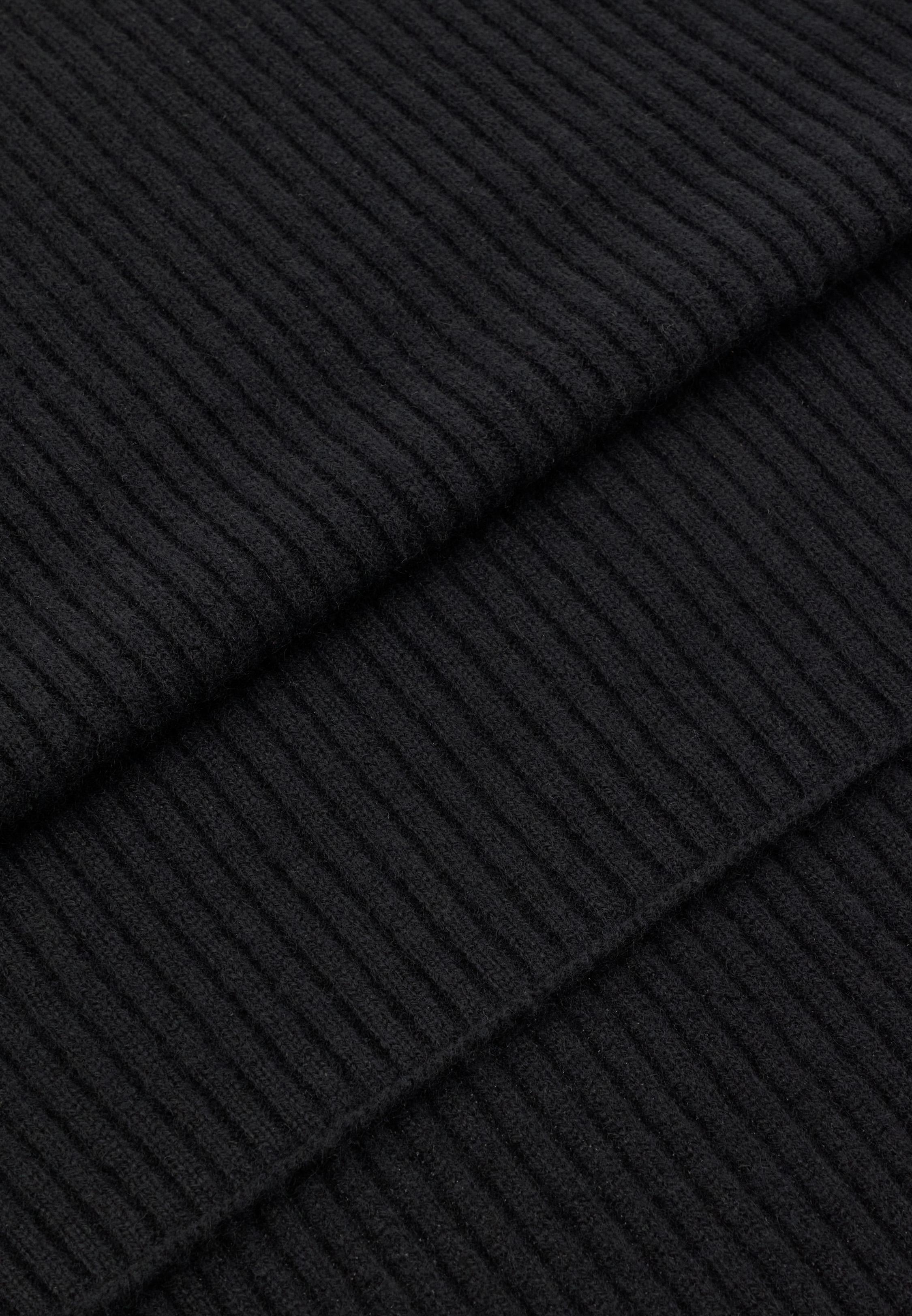 Ribbed Pure Cashmere Scarf Black, Black, large image number 0
