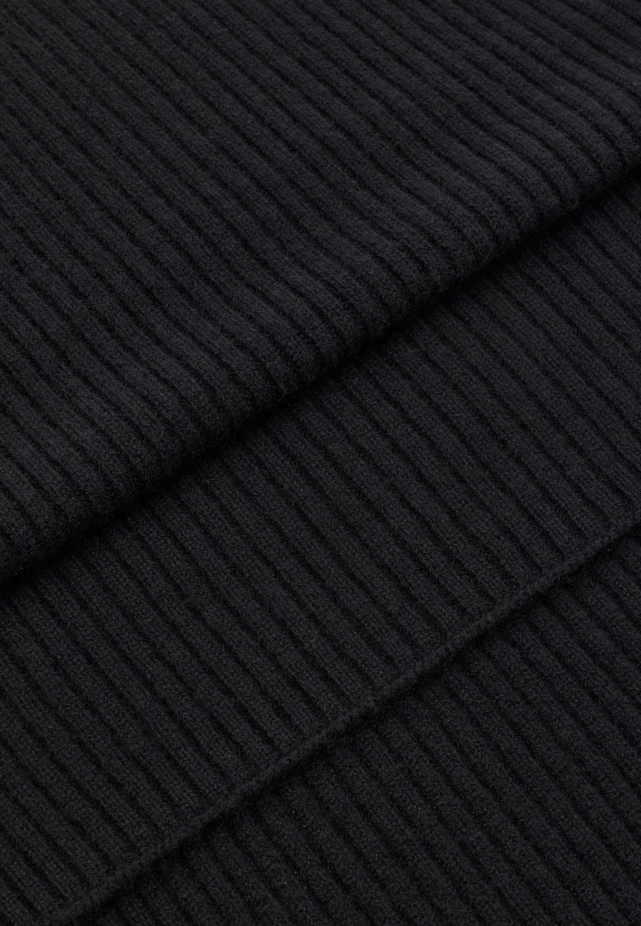 Ribbed Pure Cashmere Scarf Black, Black, large image number 0