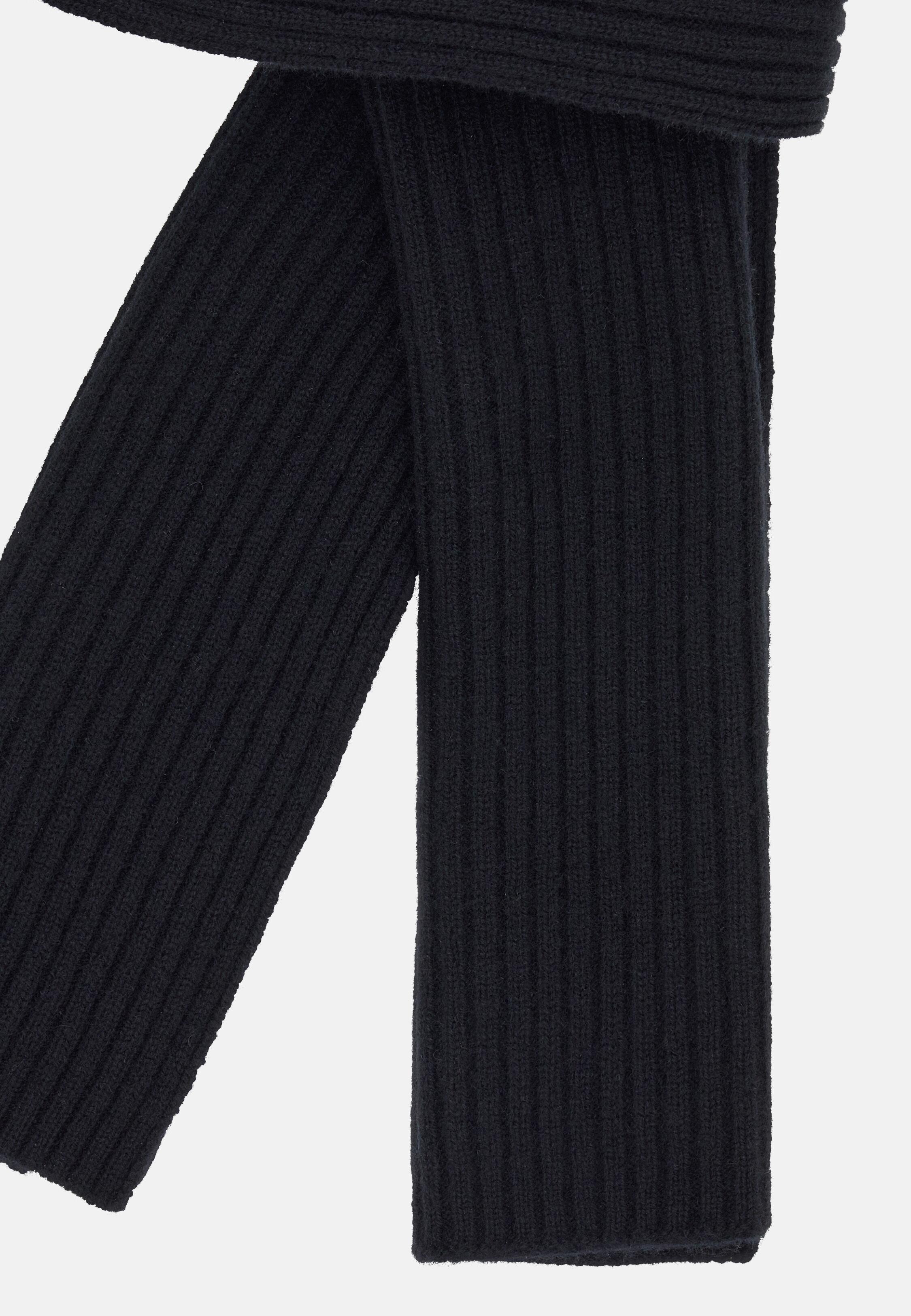 Ribbed Pure Cashmere Scarf Black, Black, large image number 1