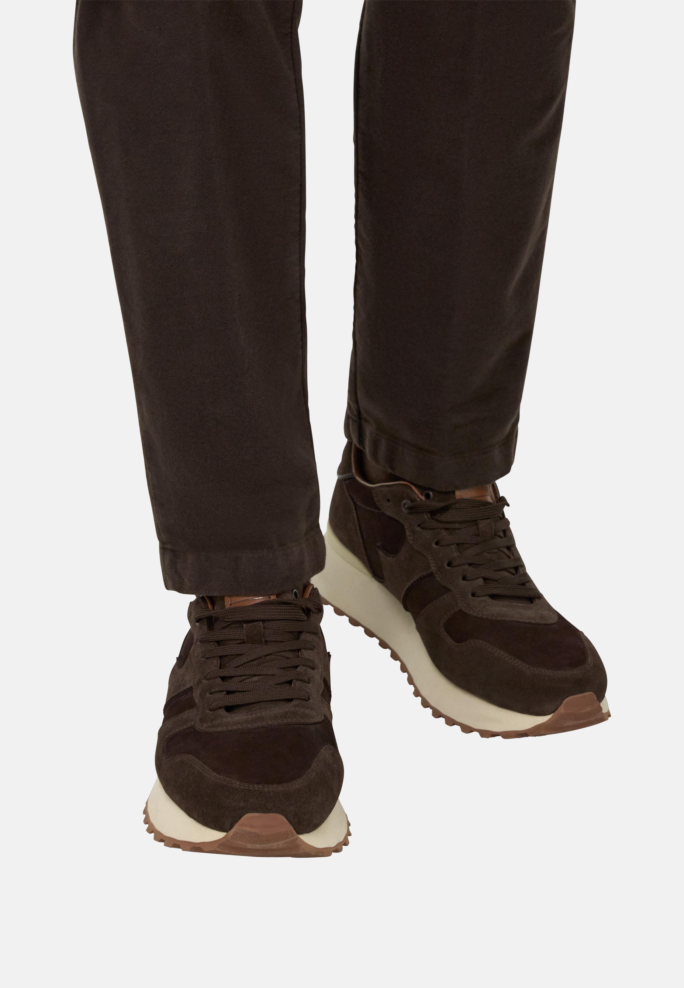 Suede and Nubuck Trainers Brown, Dark brown, medium